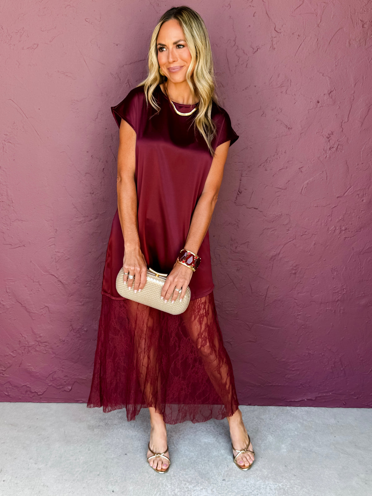 Serena Satin & Lace Maxi Dress