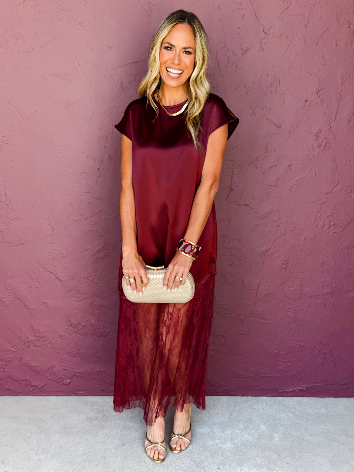 Serena Satin & Lace Maxi Dress