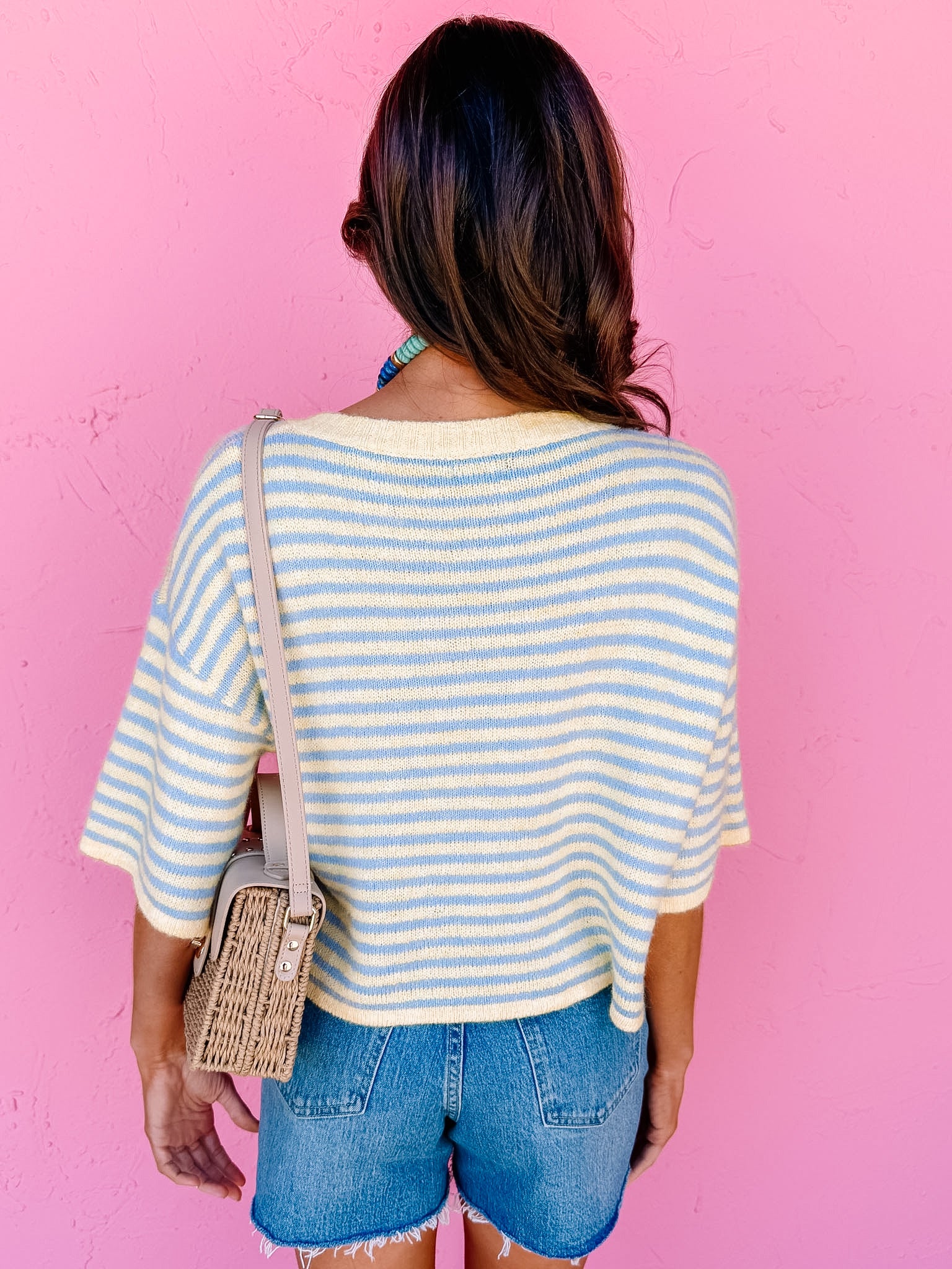 Sharen Striped Cardigan-Blue/Yellow