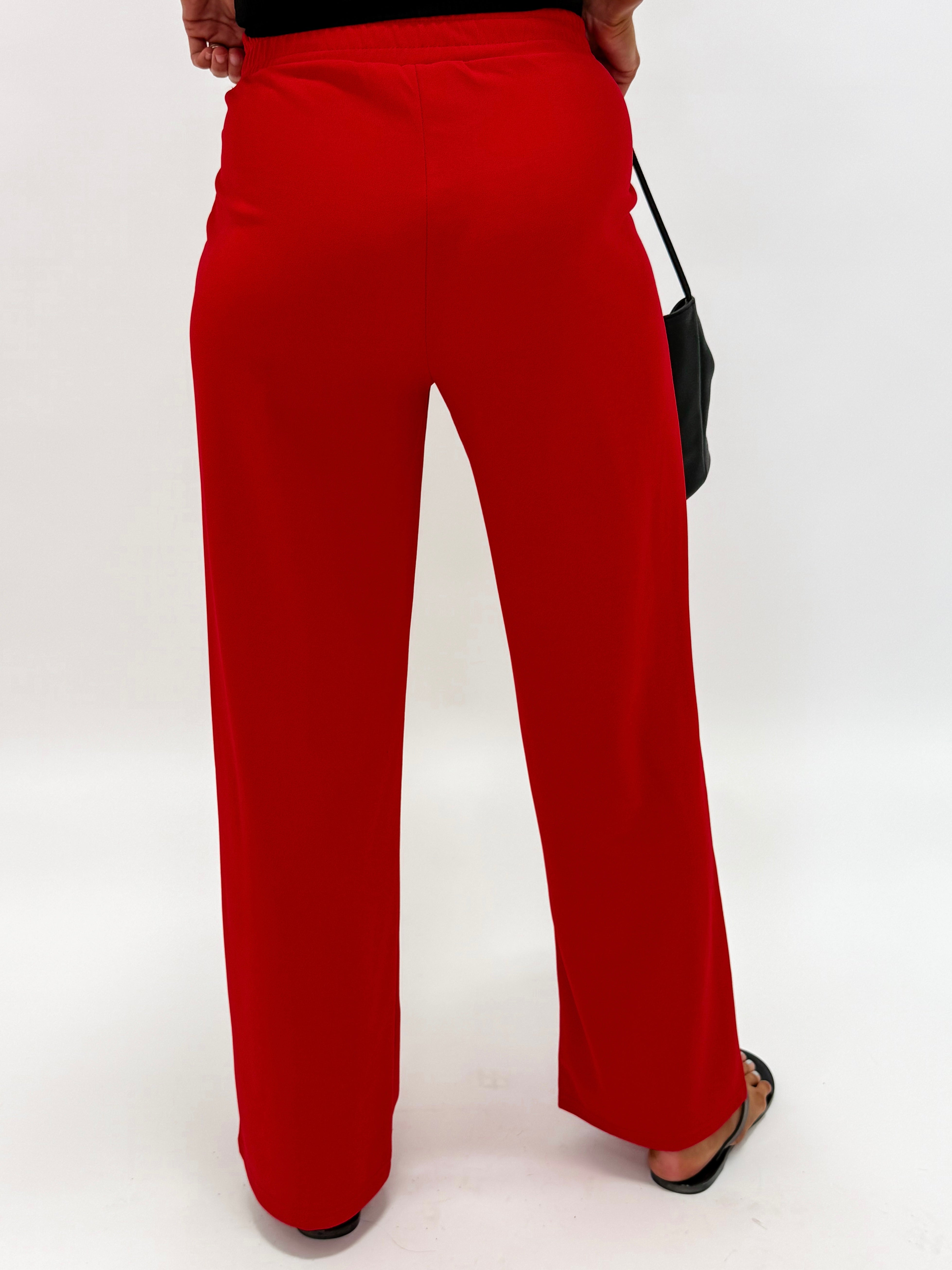 Shawn Crepe Pleated Pants-Red