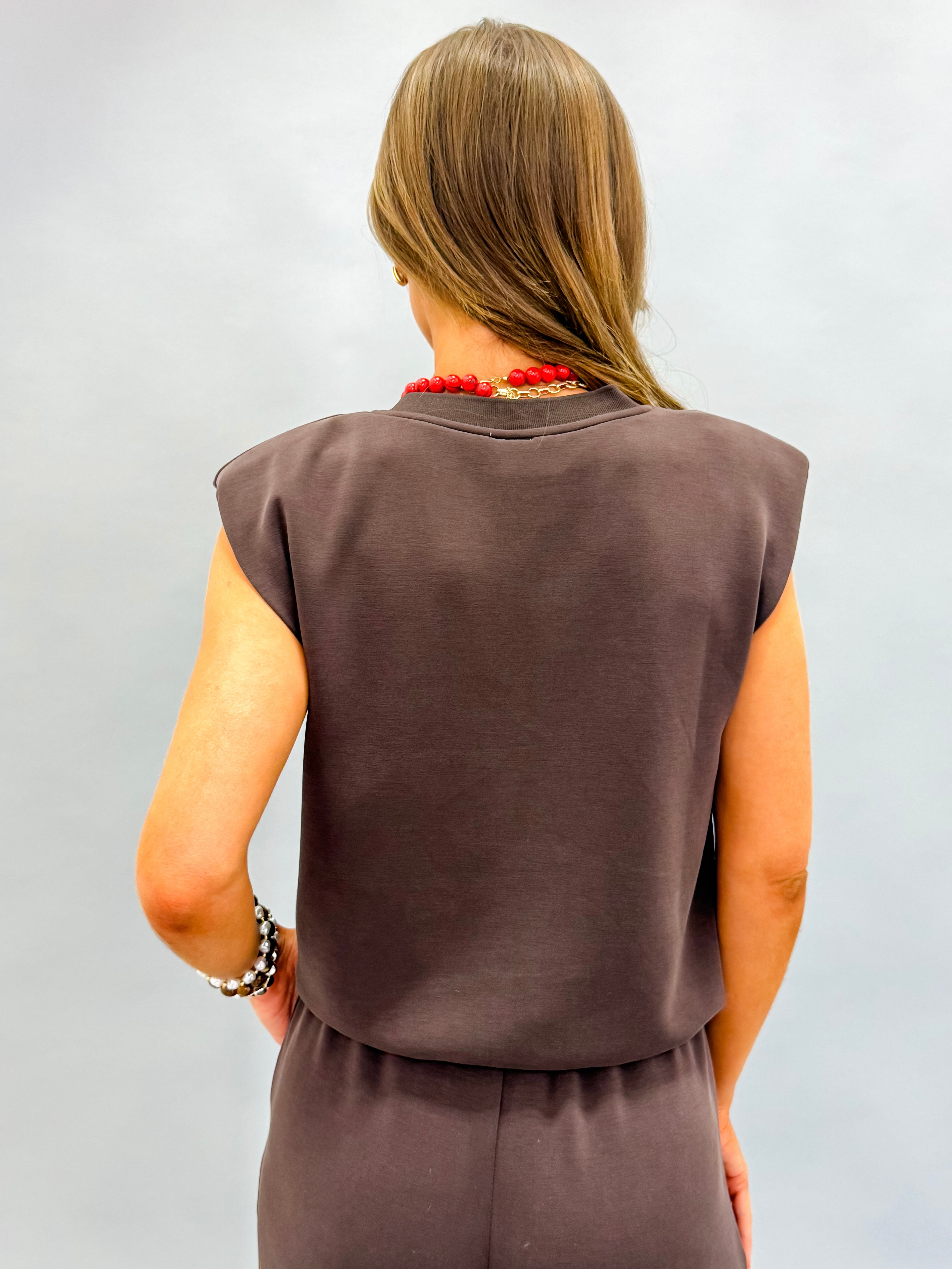 Shayla Modal Sleeveless Muscle Top-Espresso