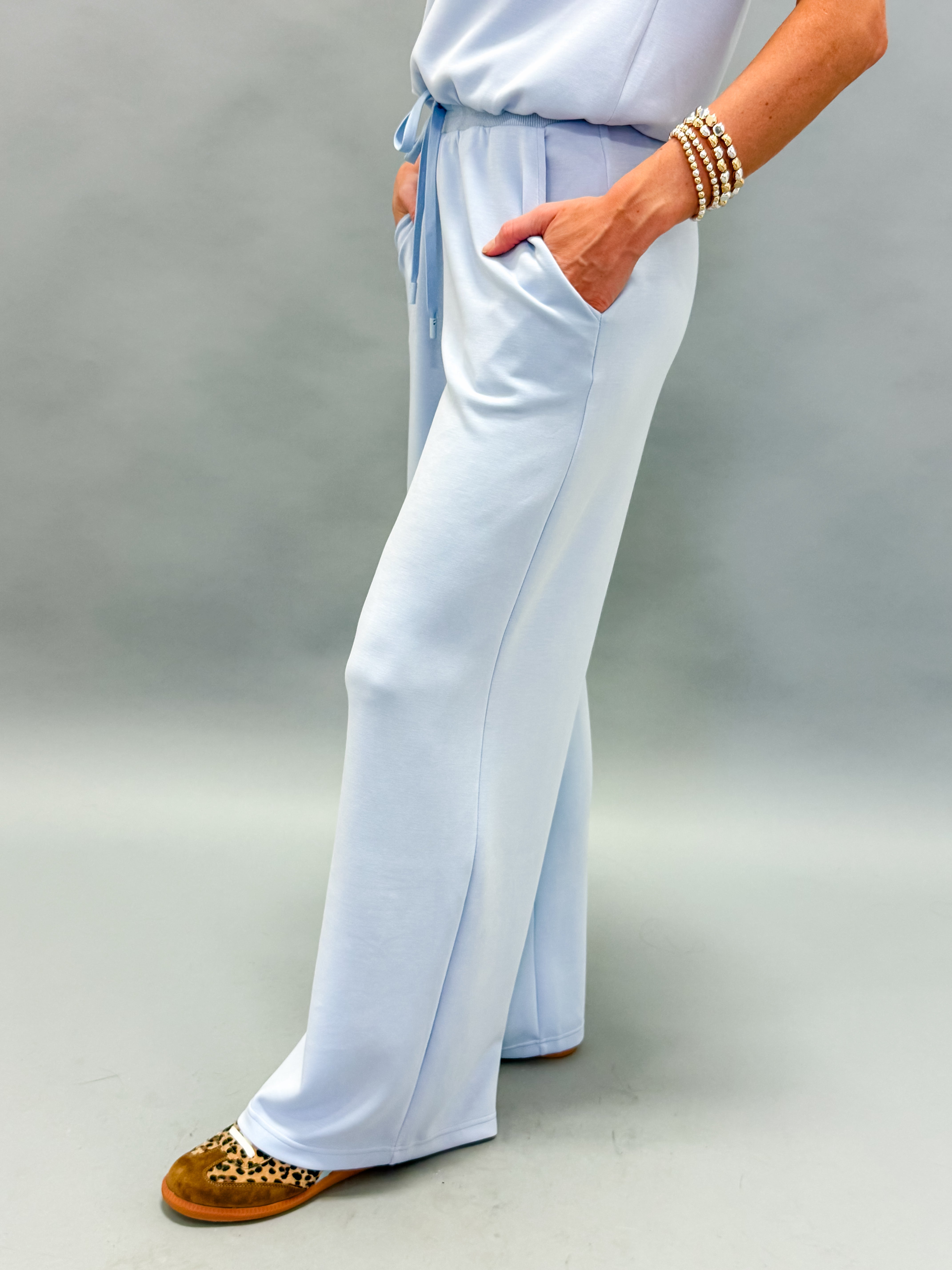Shayla Modal Wide Leg Pants-Blue