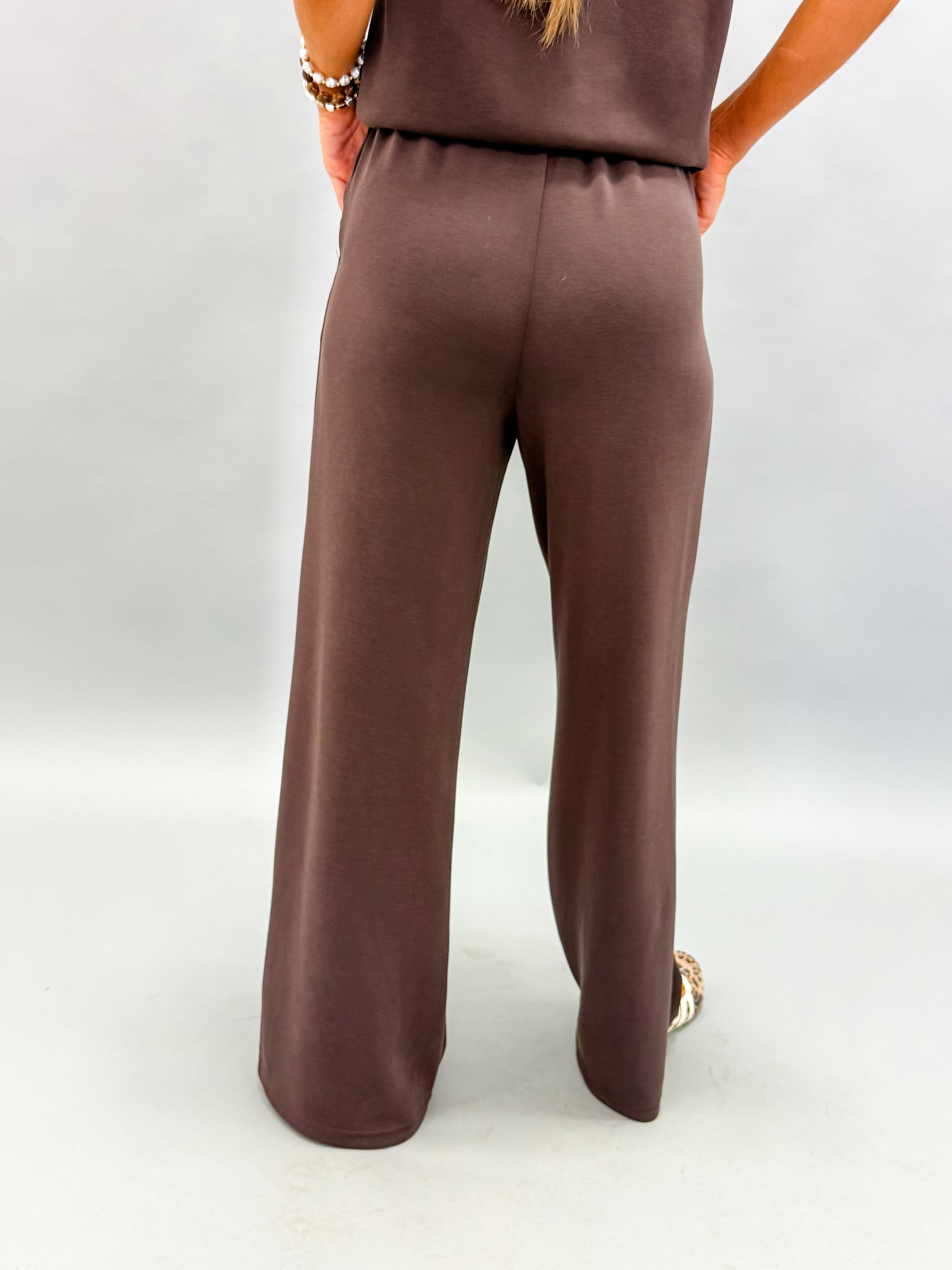 Shayla Modal Wide Leg Pants-Espresso