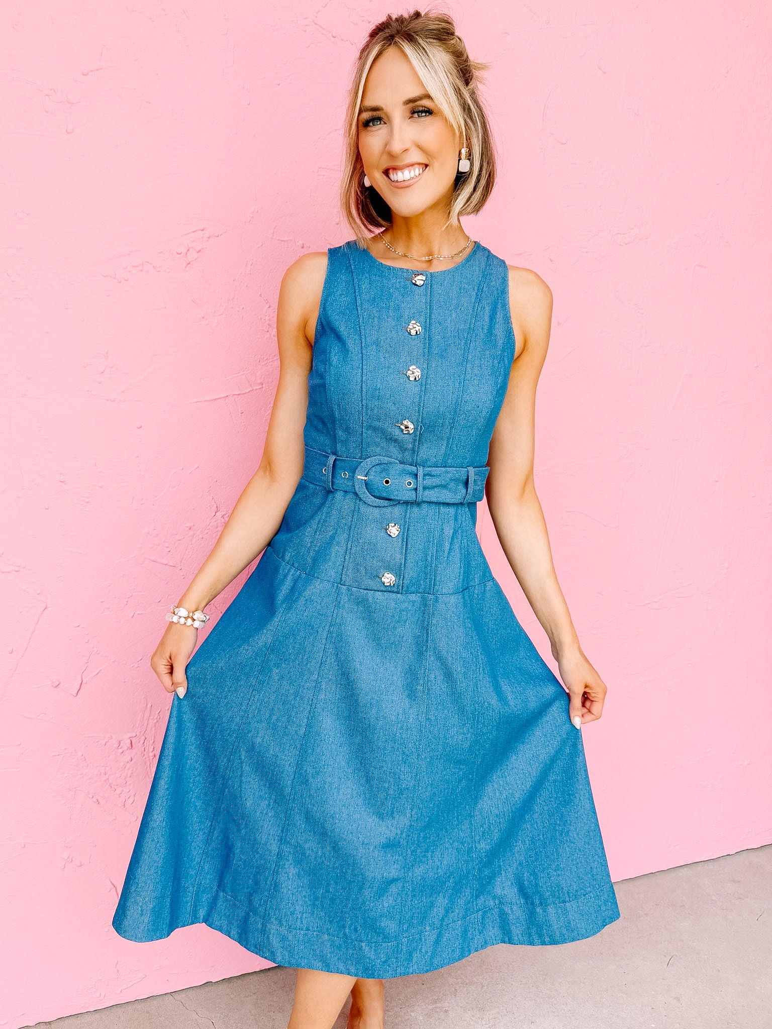 Shelly Drop Waist Denim Midi Dress