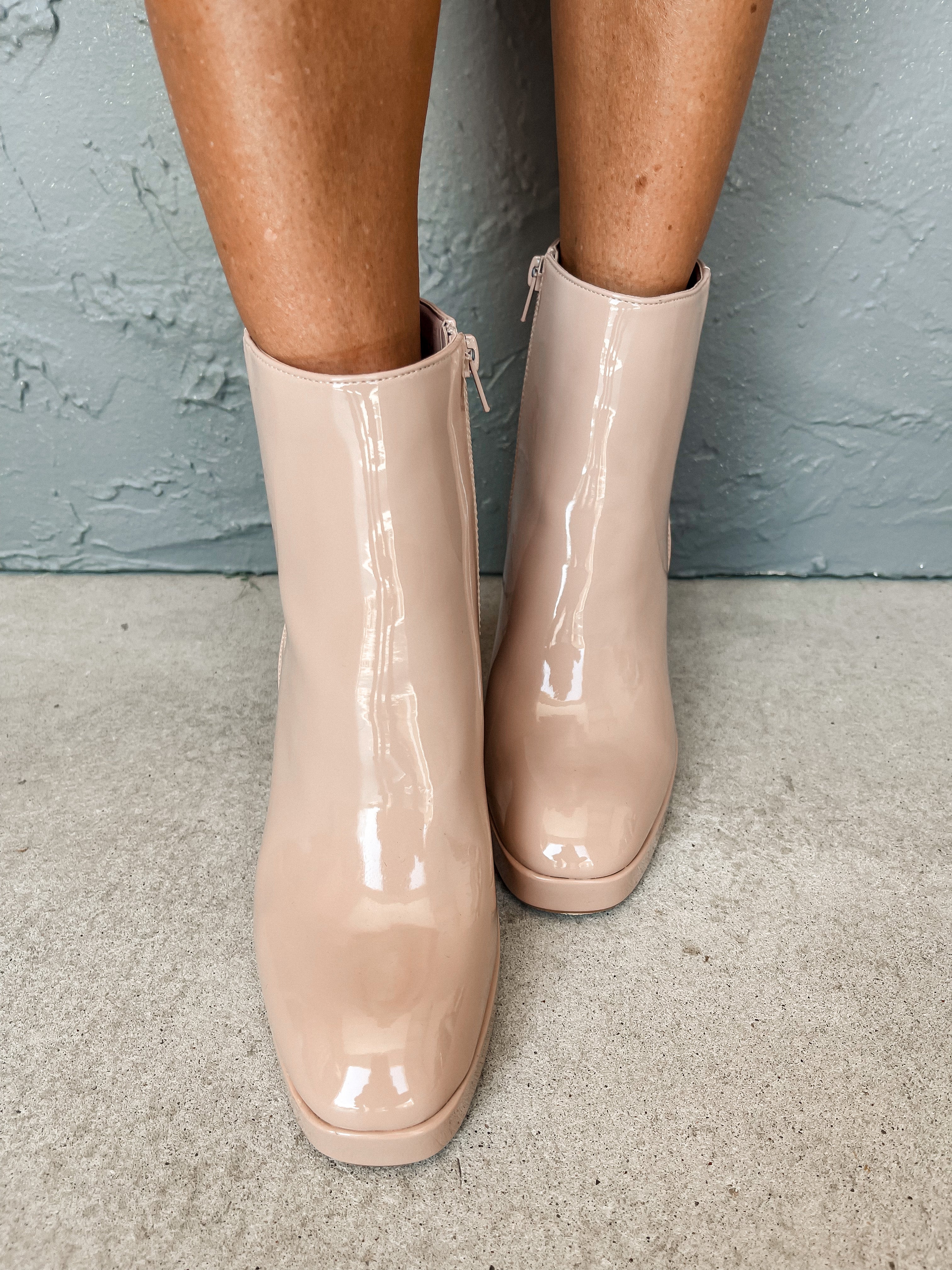 [ShuShop] Wadi Patent Ankle Boot-Nude