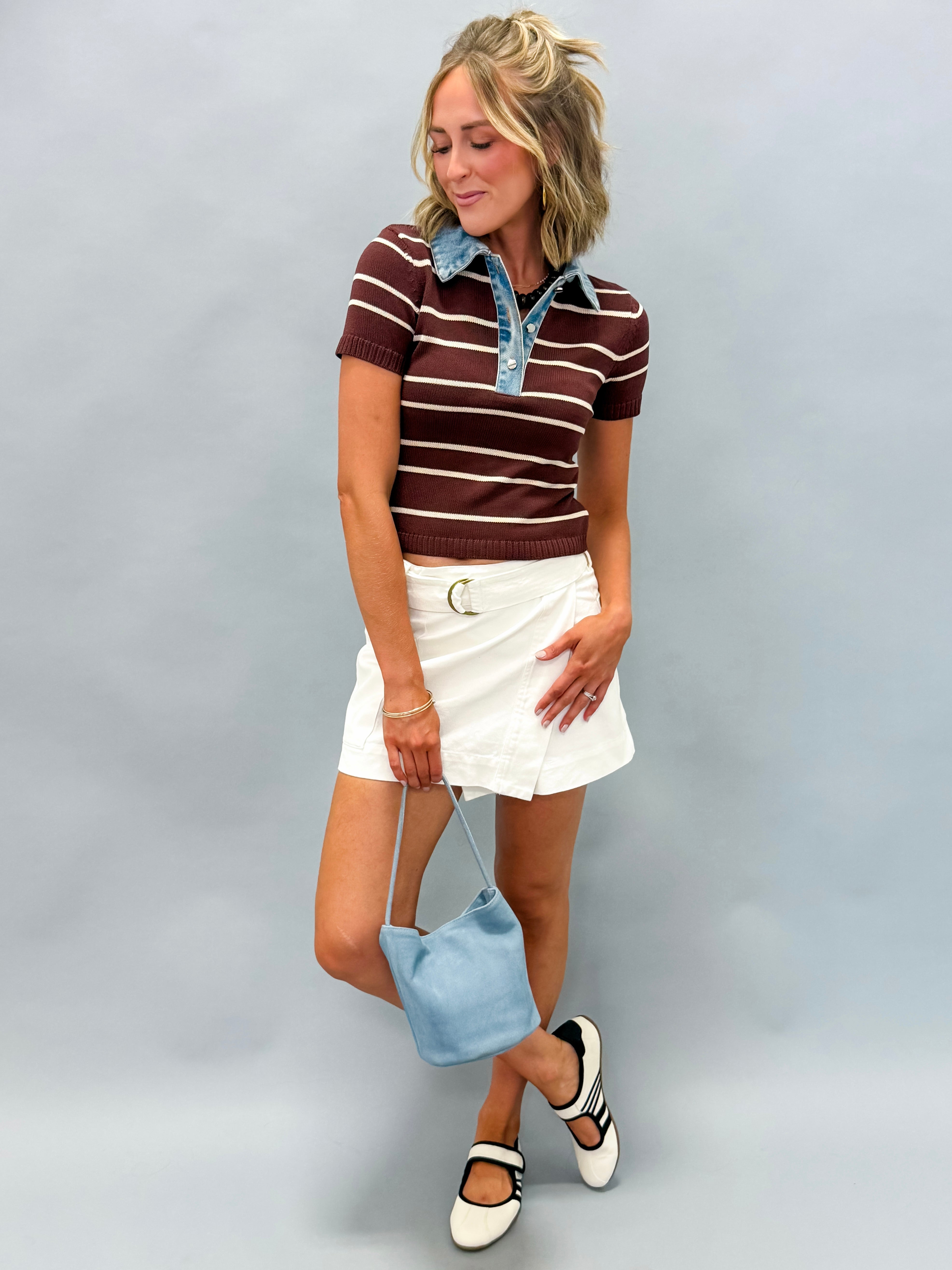 Shyla Striped Contrast Top