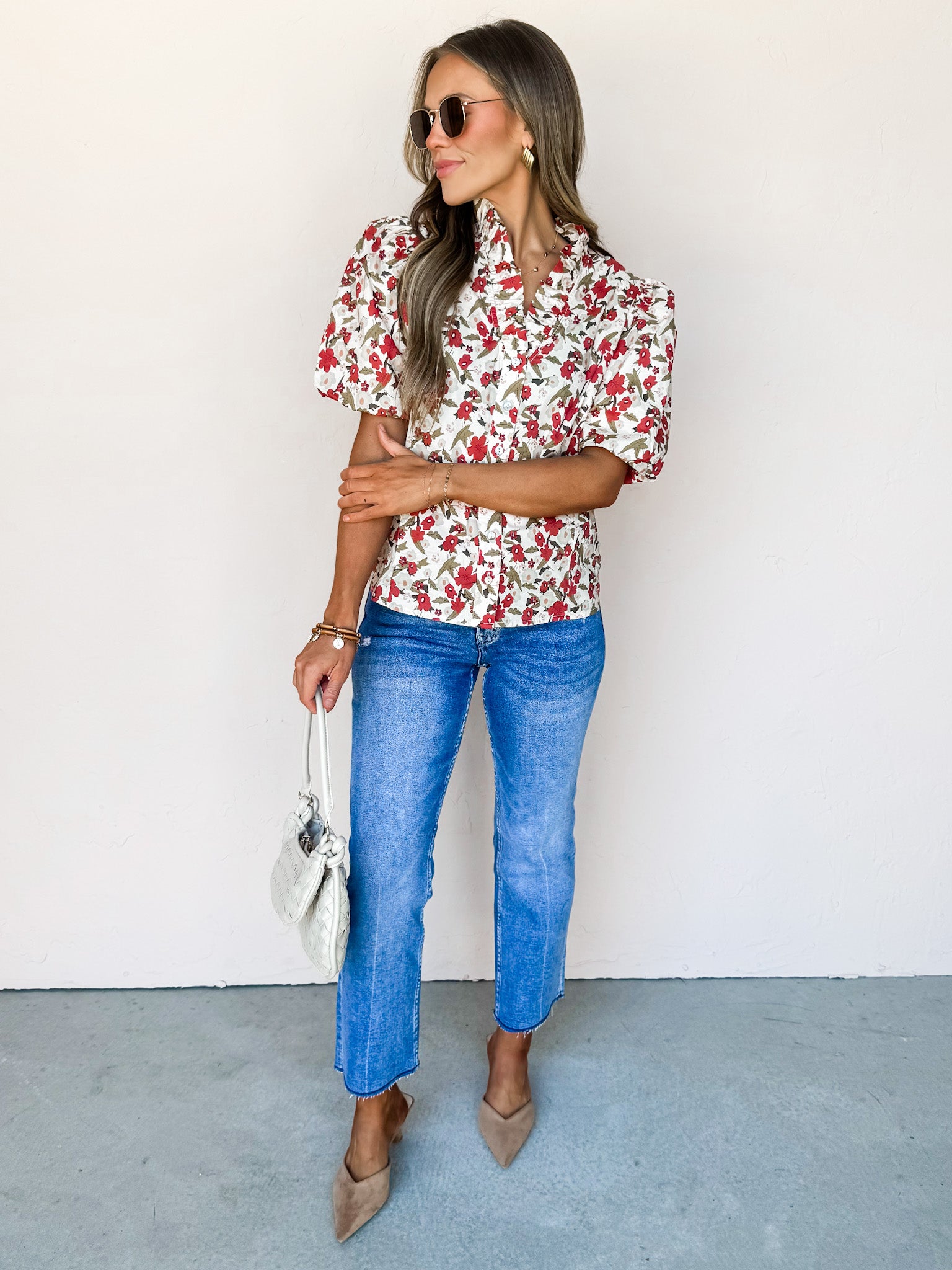 Arden Floral Button Front Top