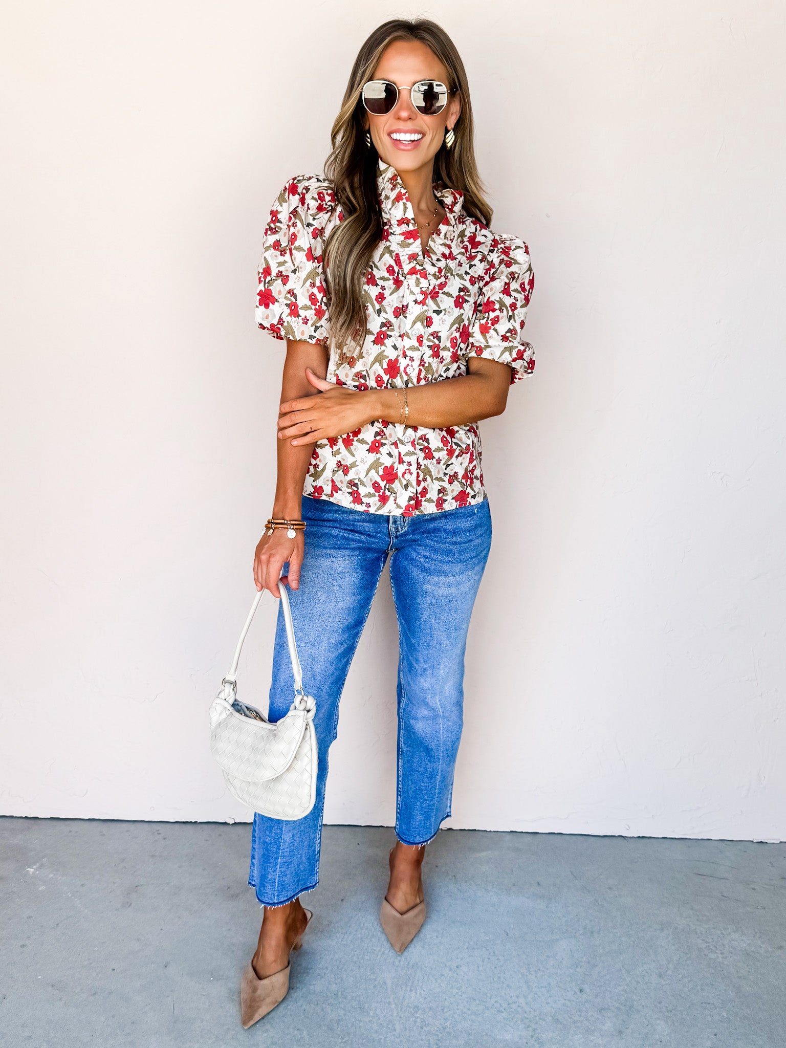 Arden Floral Button Front Top