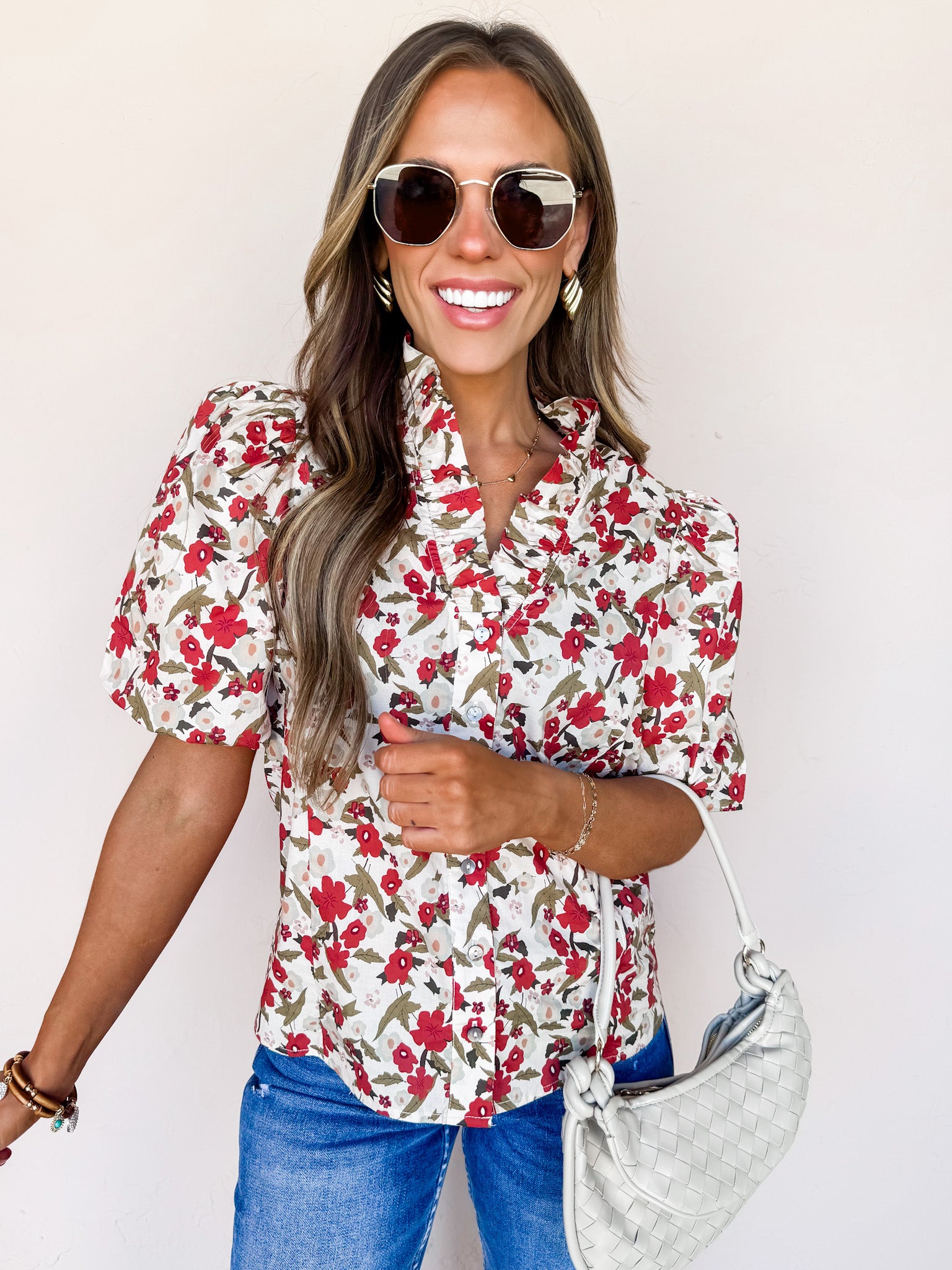 Arden Floral Button Front Top