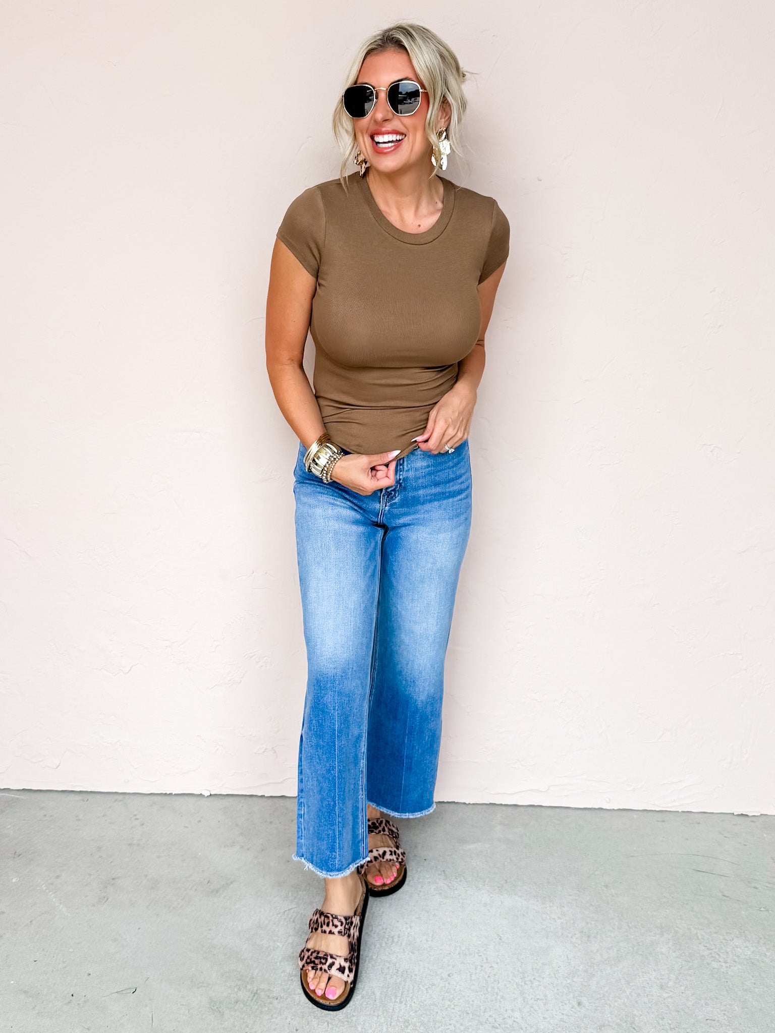 Sincerely Yours Ribbed Cap Sleeve Top-Mocha