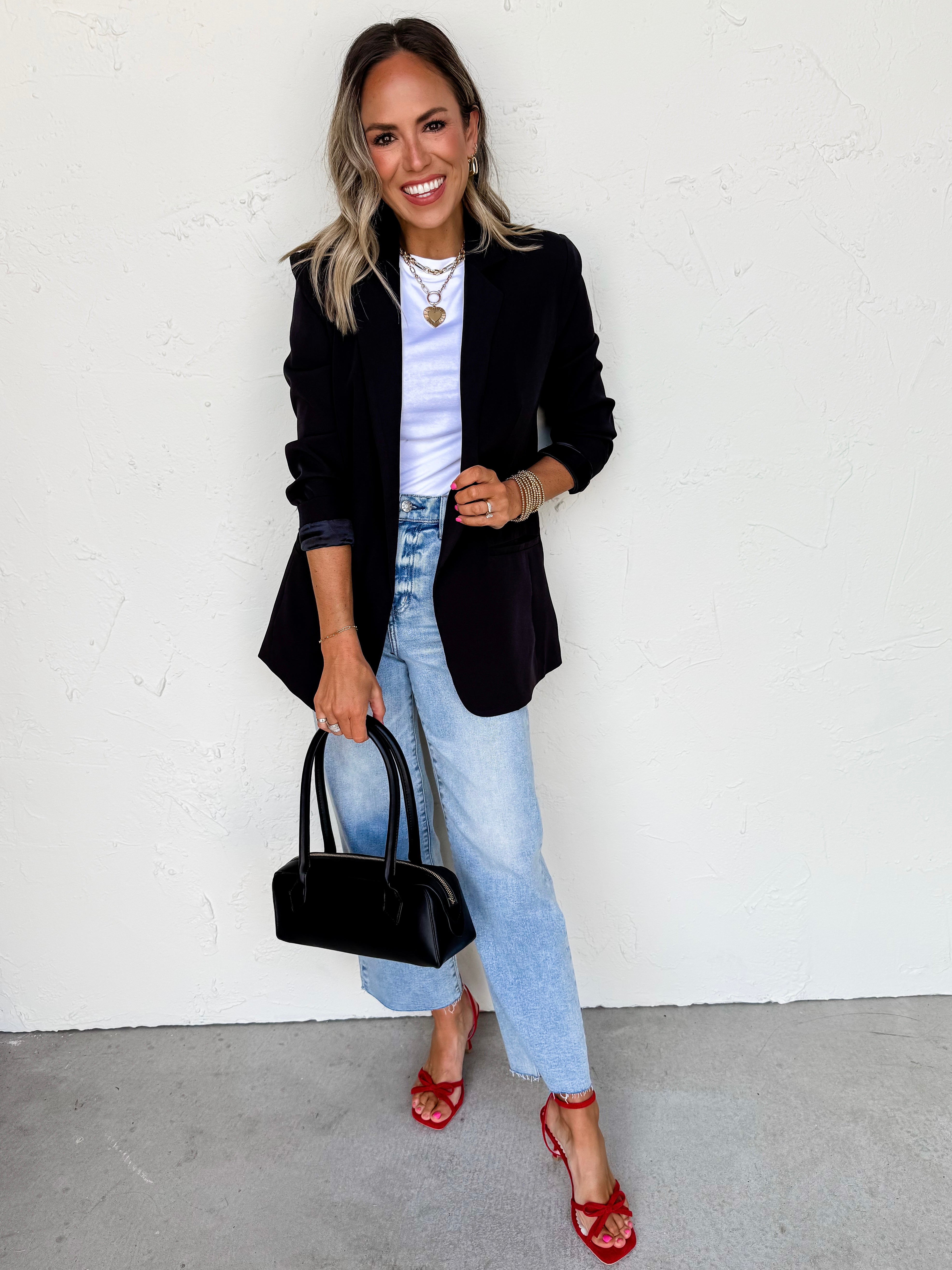 Sleek Street Open Front Blazer-Black