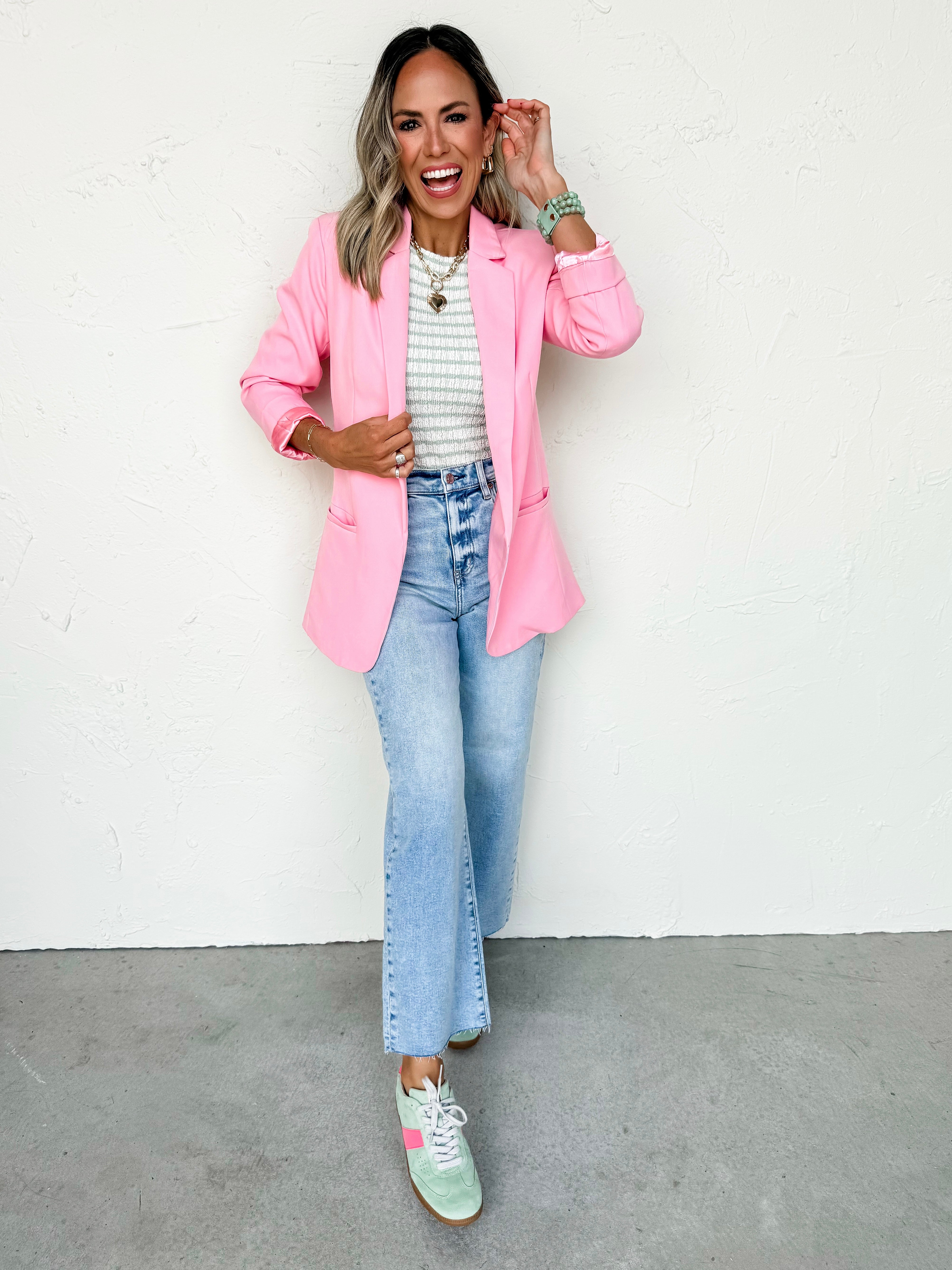 Sleek Street Open Front Blazer-Dark Pink