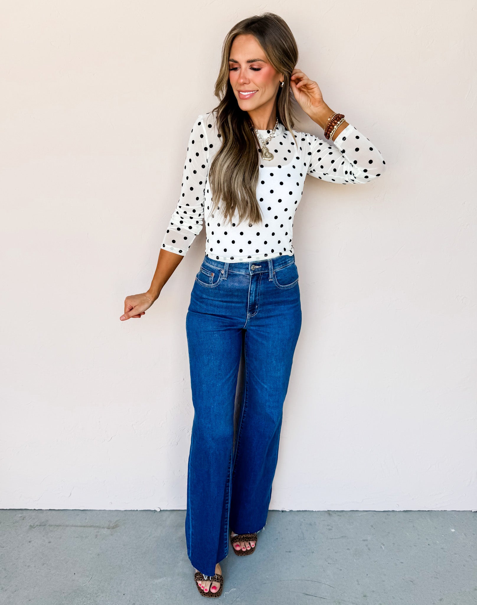 Spotlight Darling Polka Dot Mesh Top