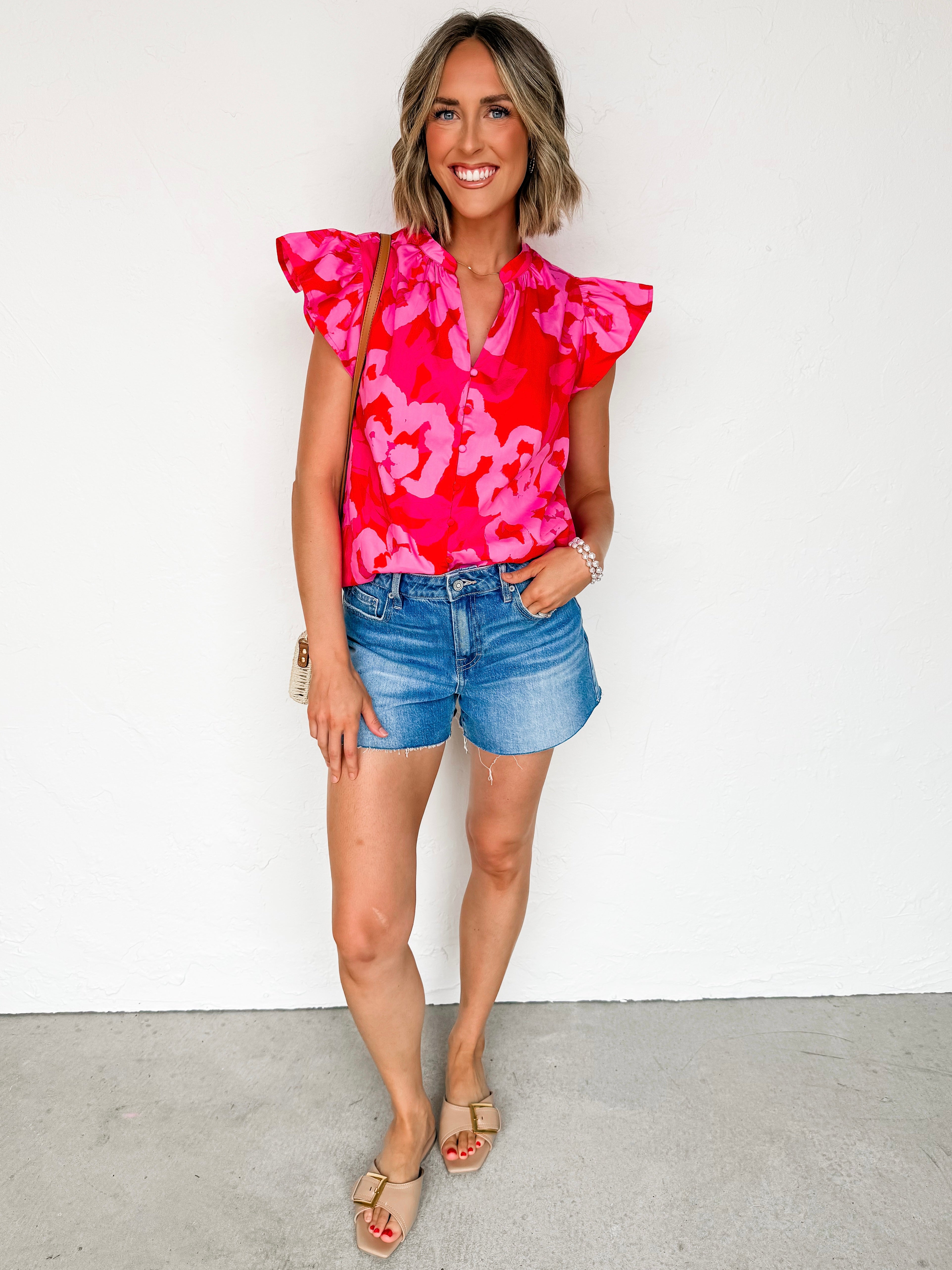 Stacy Floral Flutter Sleeve Top