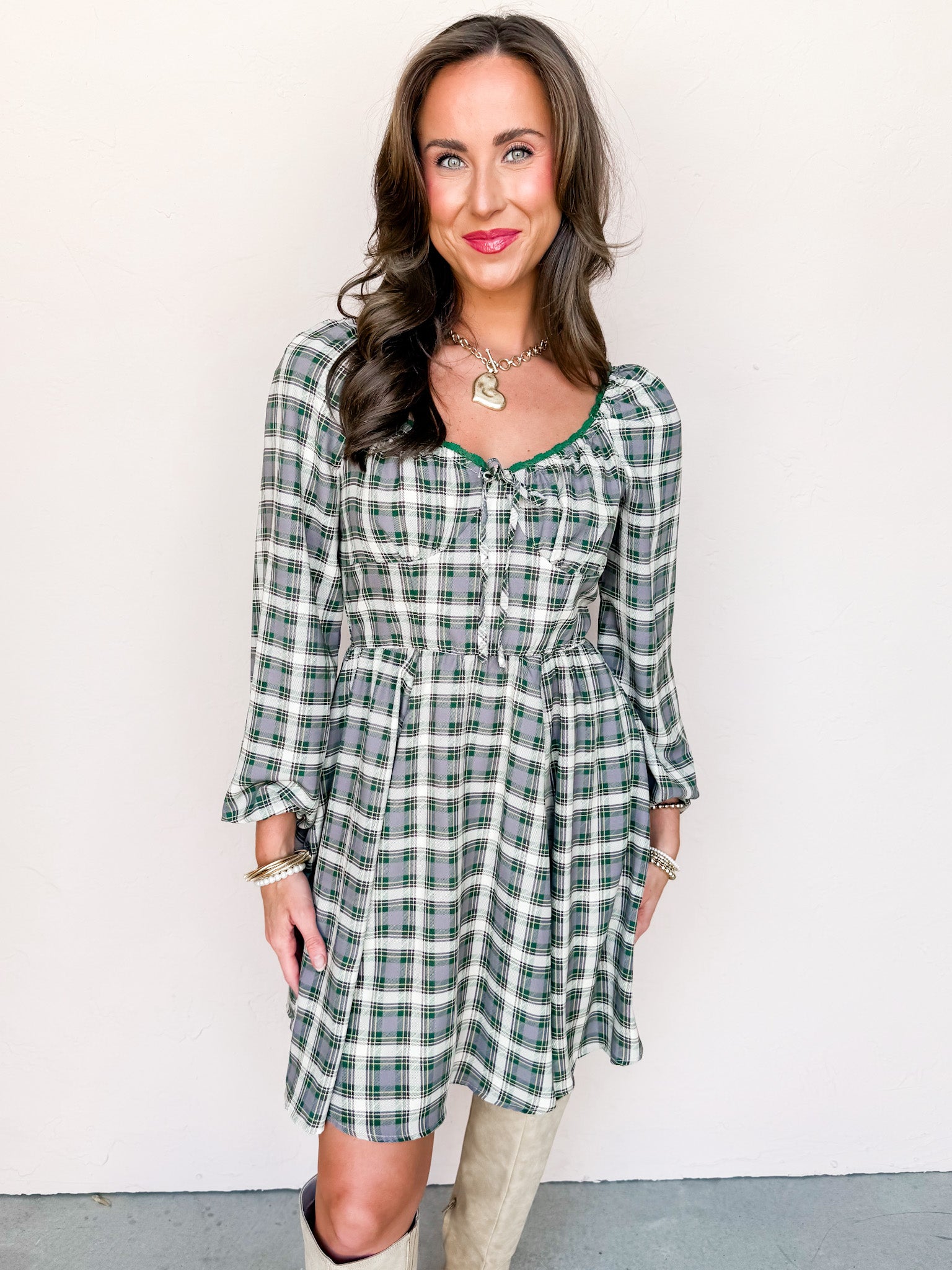 Steal My Heart Plaid Mini Dress Small