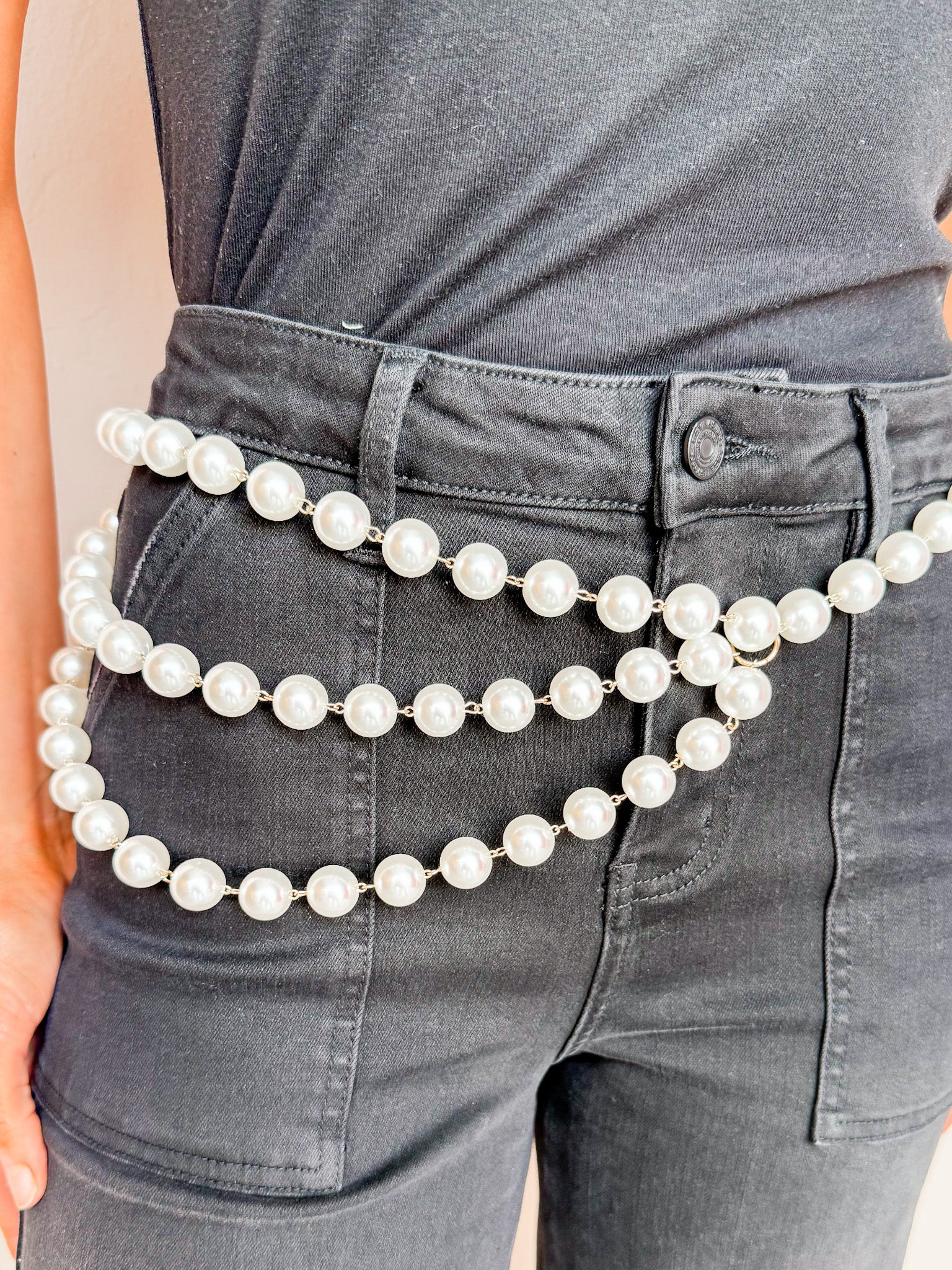 Strata Layered Pearl Chain Belt