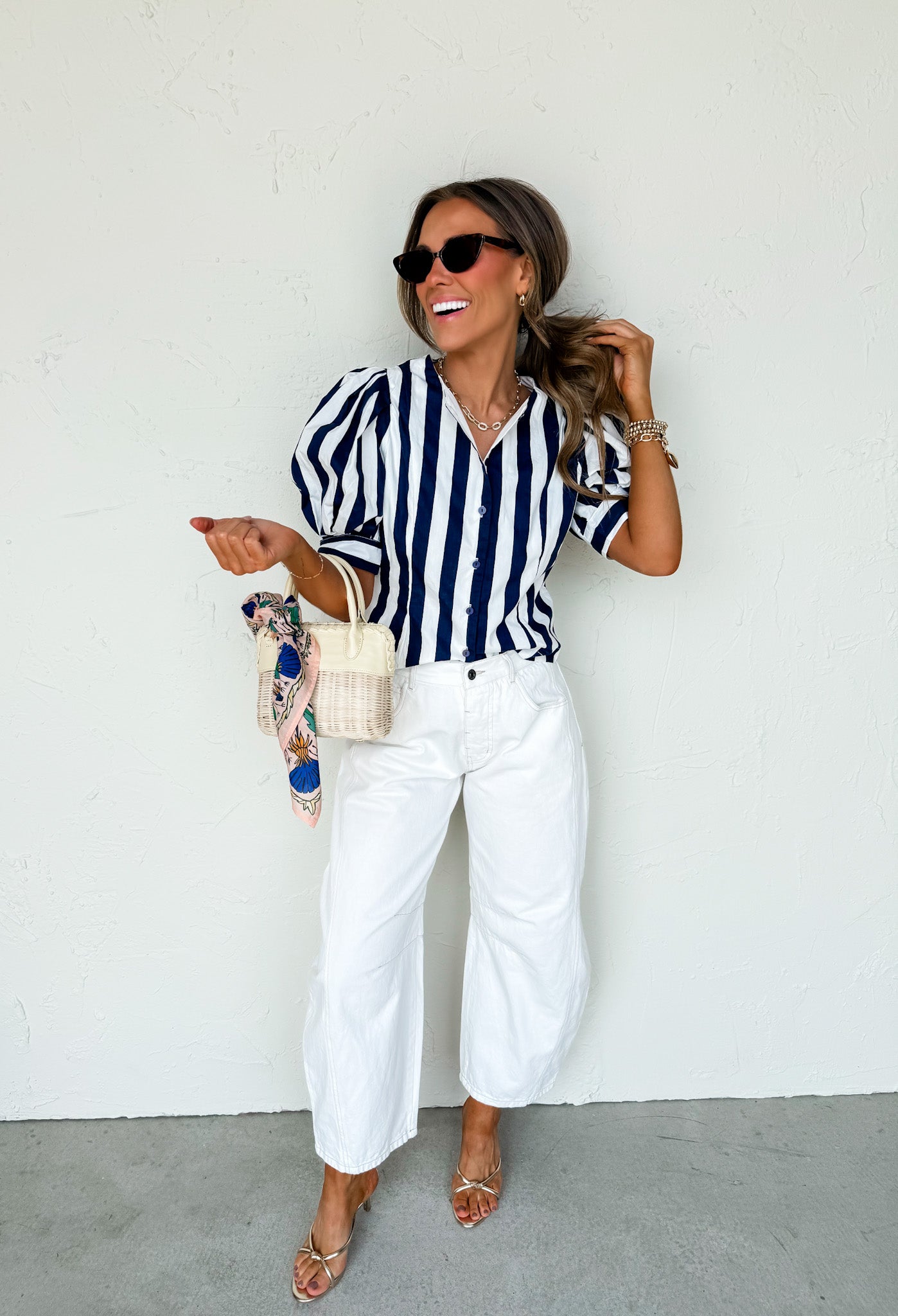 Stripe Delight Puffed Sleeve Top