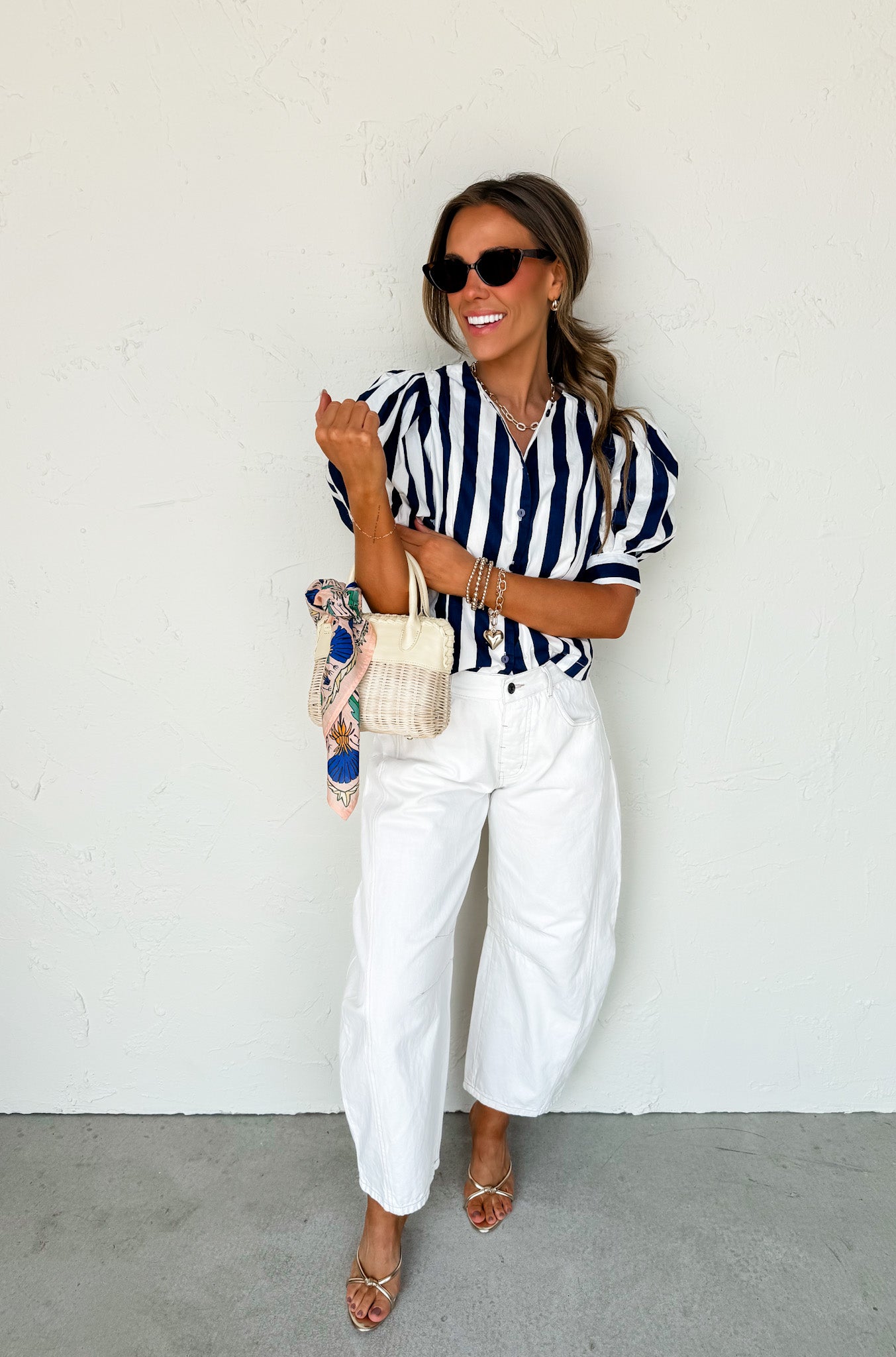 Stripe Delight Puffed Sleeve Top