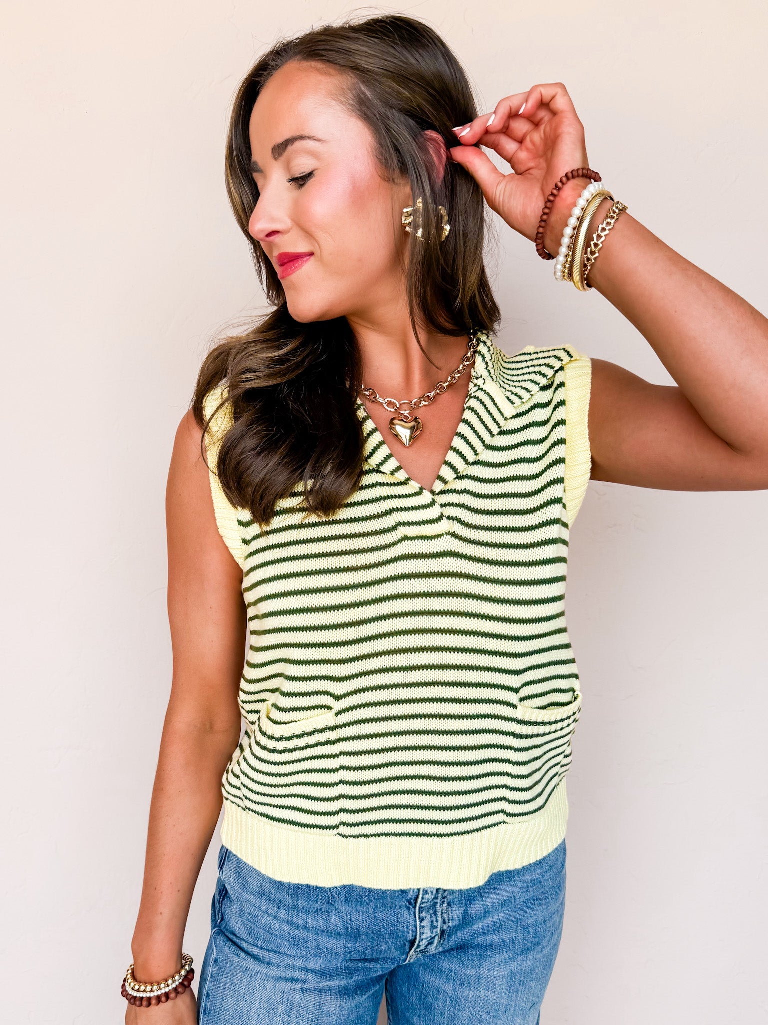 Suddenly Fine Striped Sleeveless Sweater