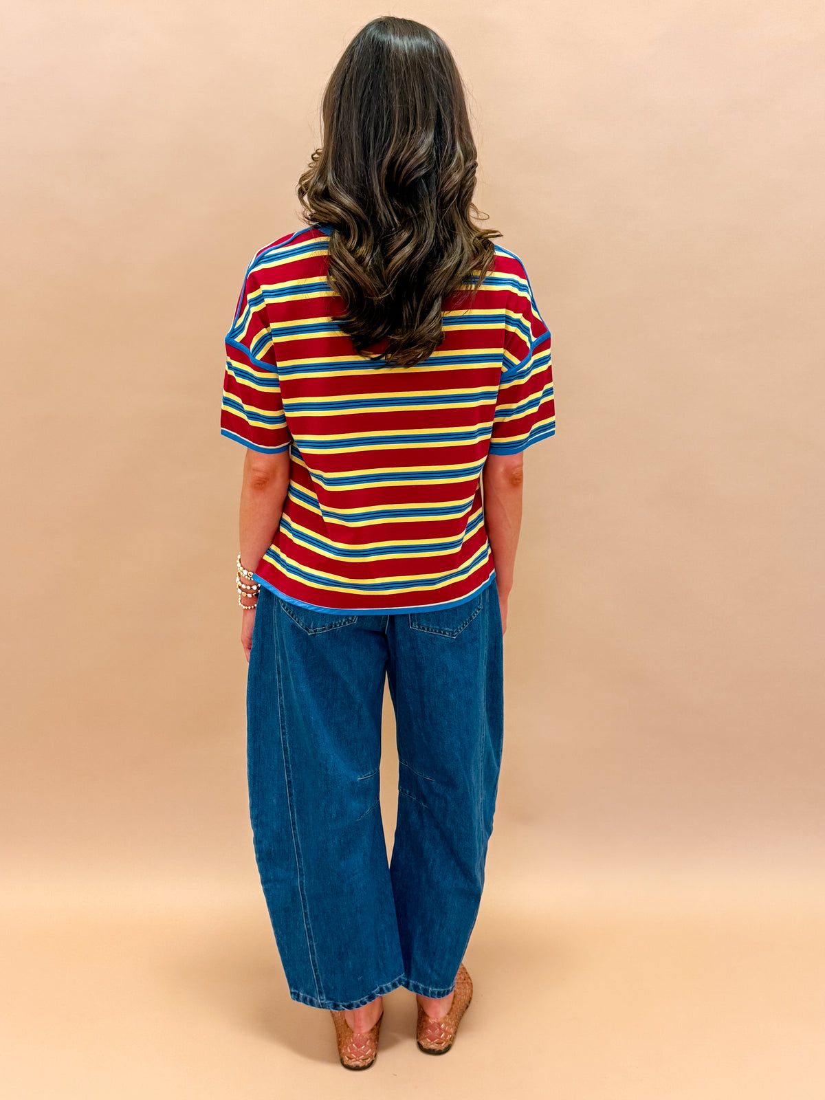 Sunny Oversized Striped Top-Red