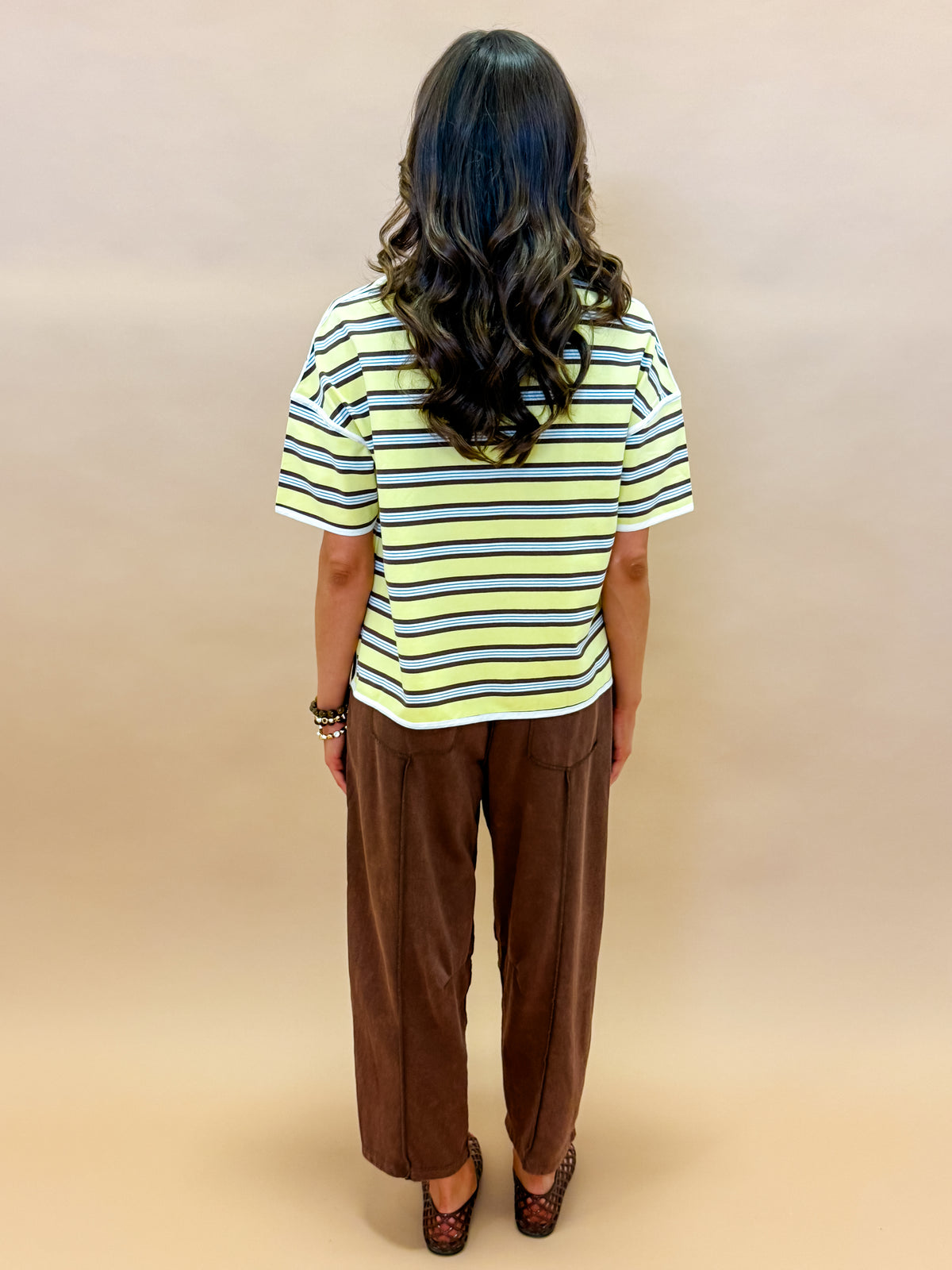 Sunny Oversized Striped Top-Yellow