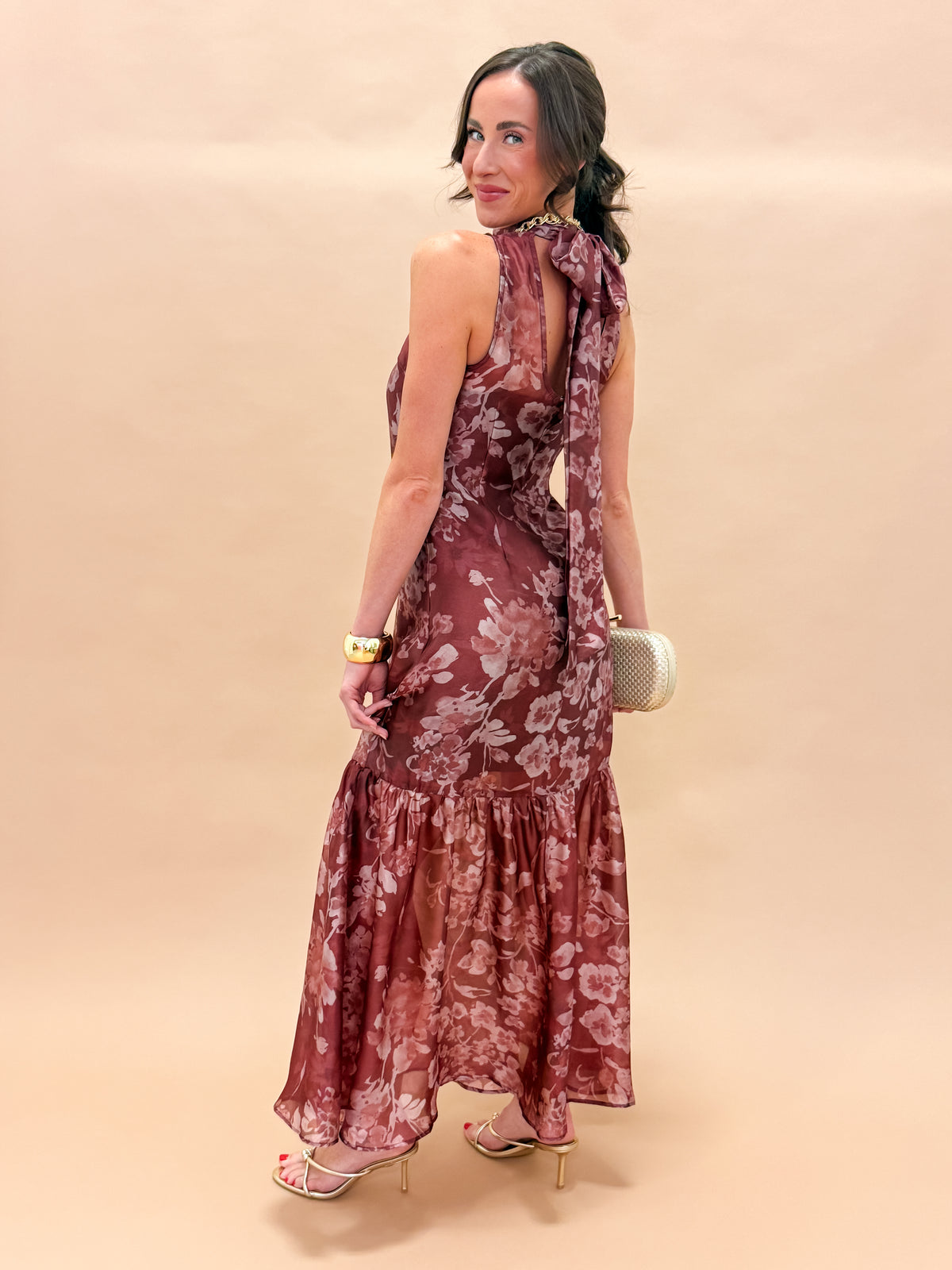 Sylvia Organza Mock Neck Maxi Dress