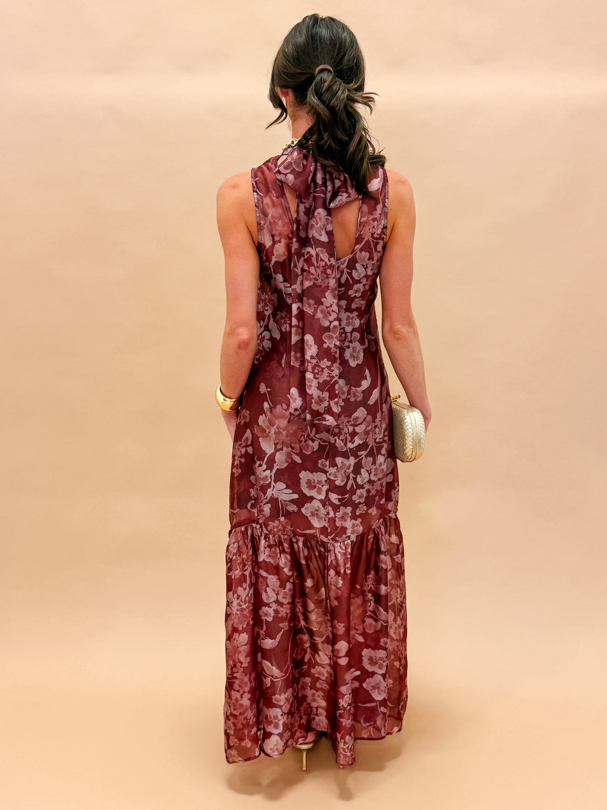 Sylvia Organza Mock Neck Maxi Dress