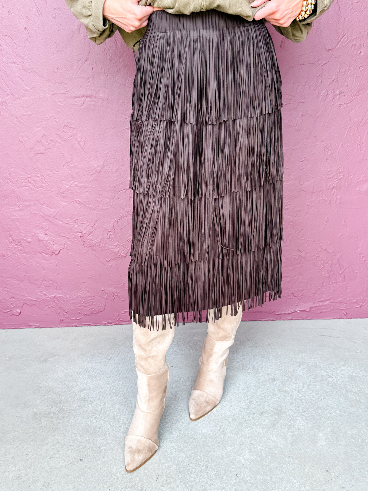 Sylvie Tiered Fringe Maxi Skirt
