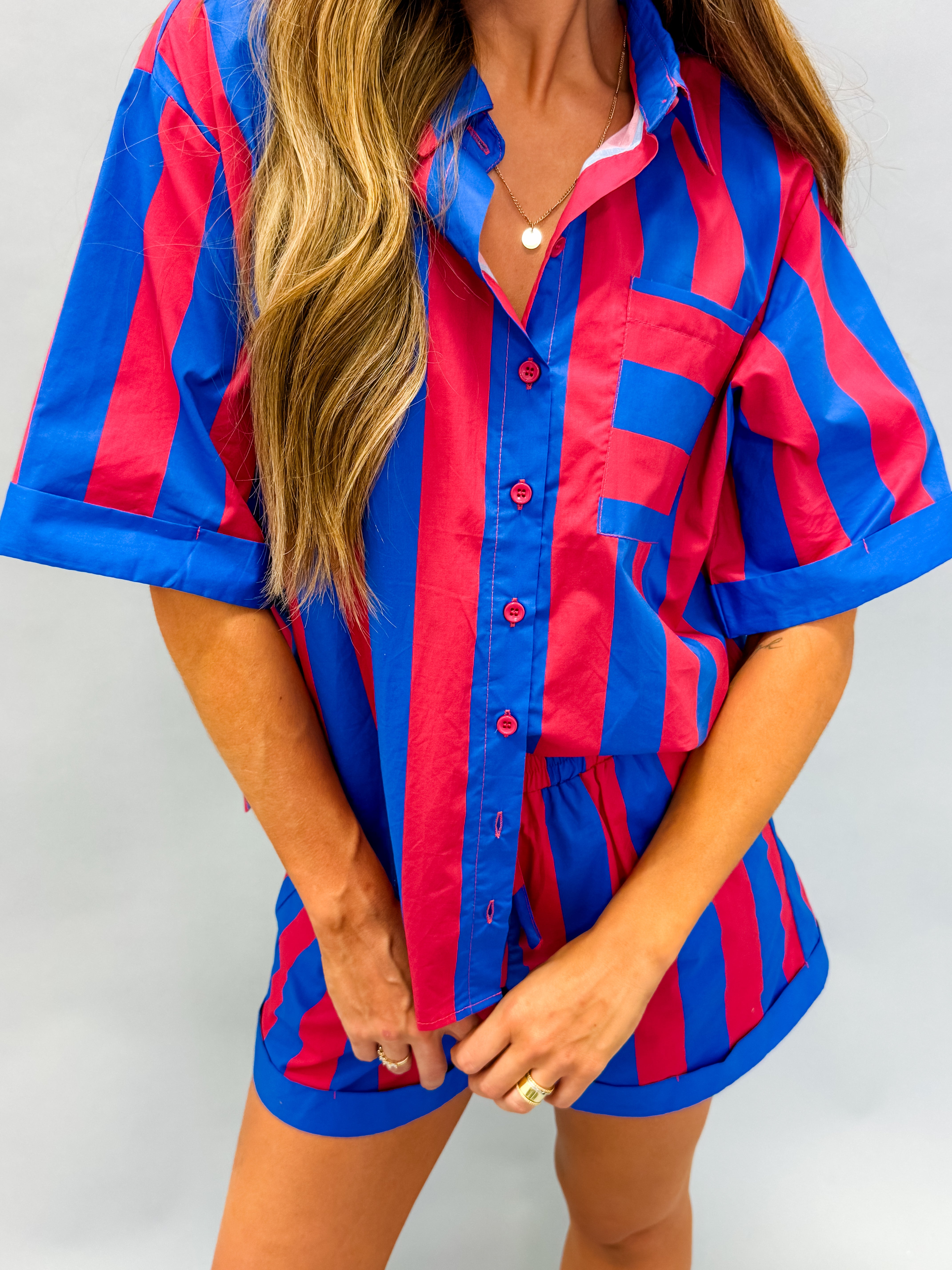 Taffy Oversize Button Front Top