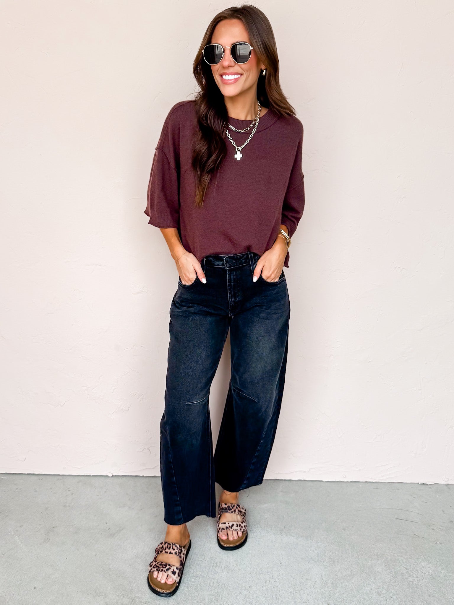 Take It Easy Three Quarter Length Sleeve Sweater