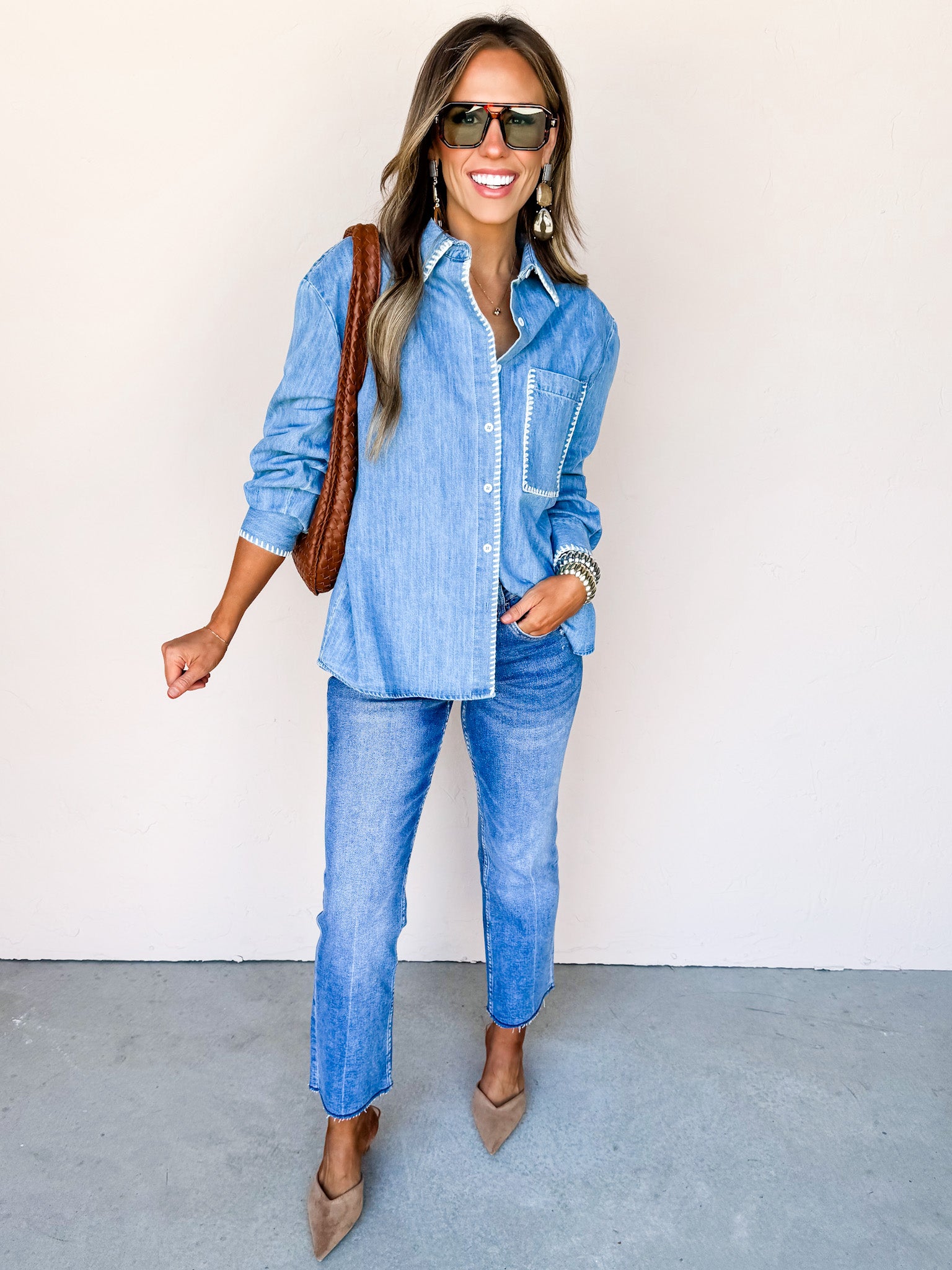 Take Your Pick Embroidered Denim Top