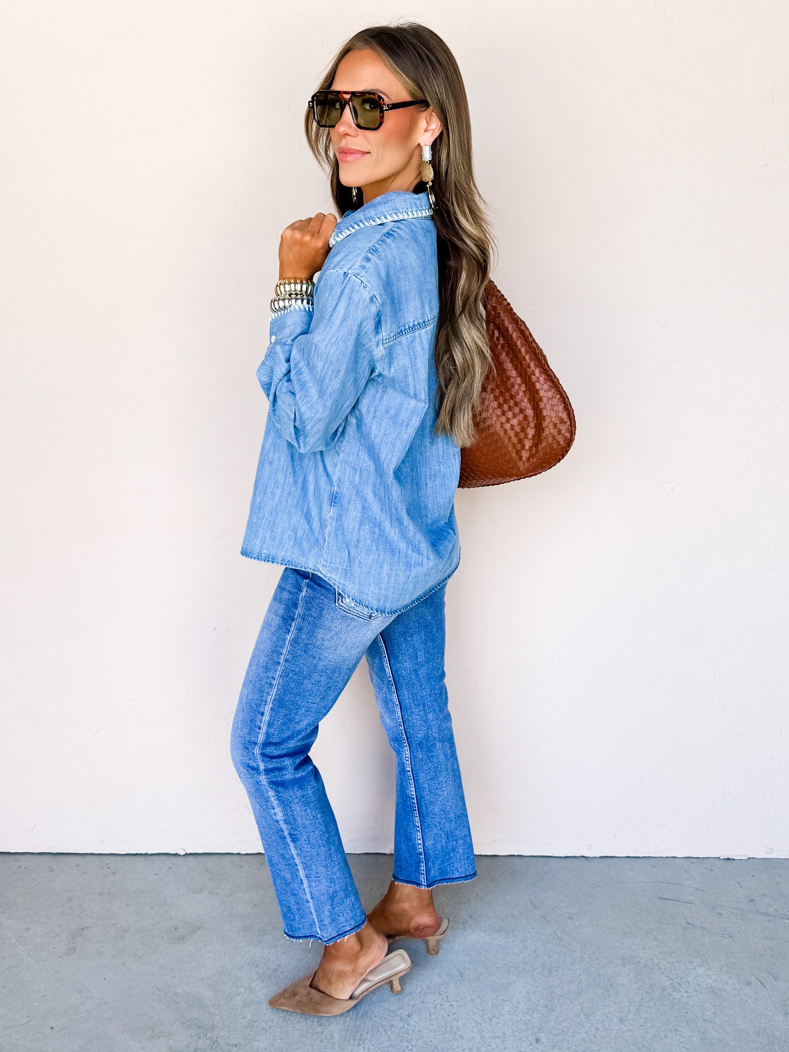 Take Your Pick Embroidered Denim Top