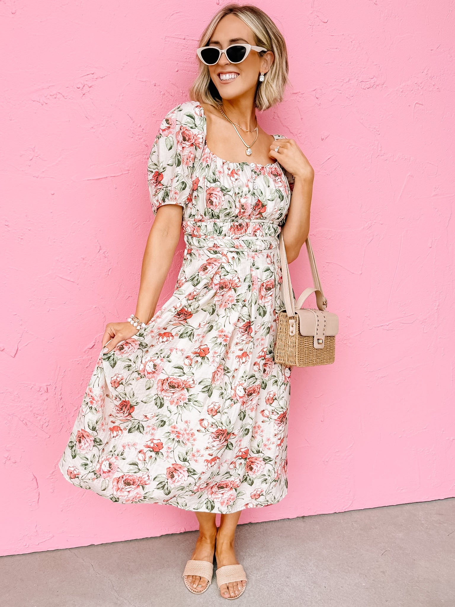Tate Floral Print Midi Dress