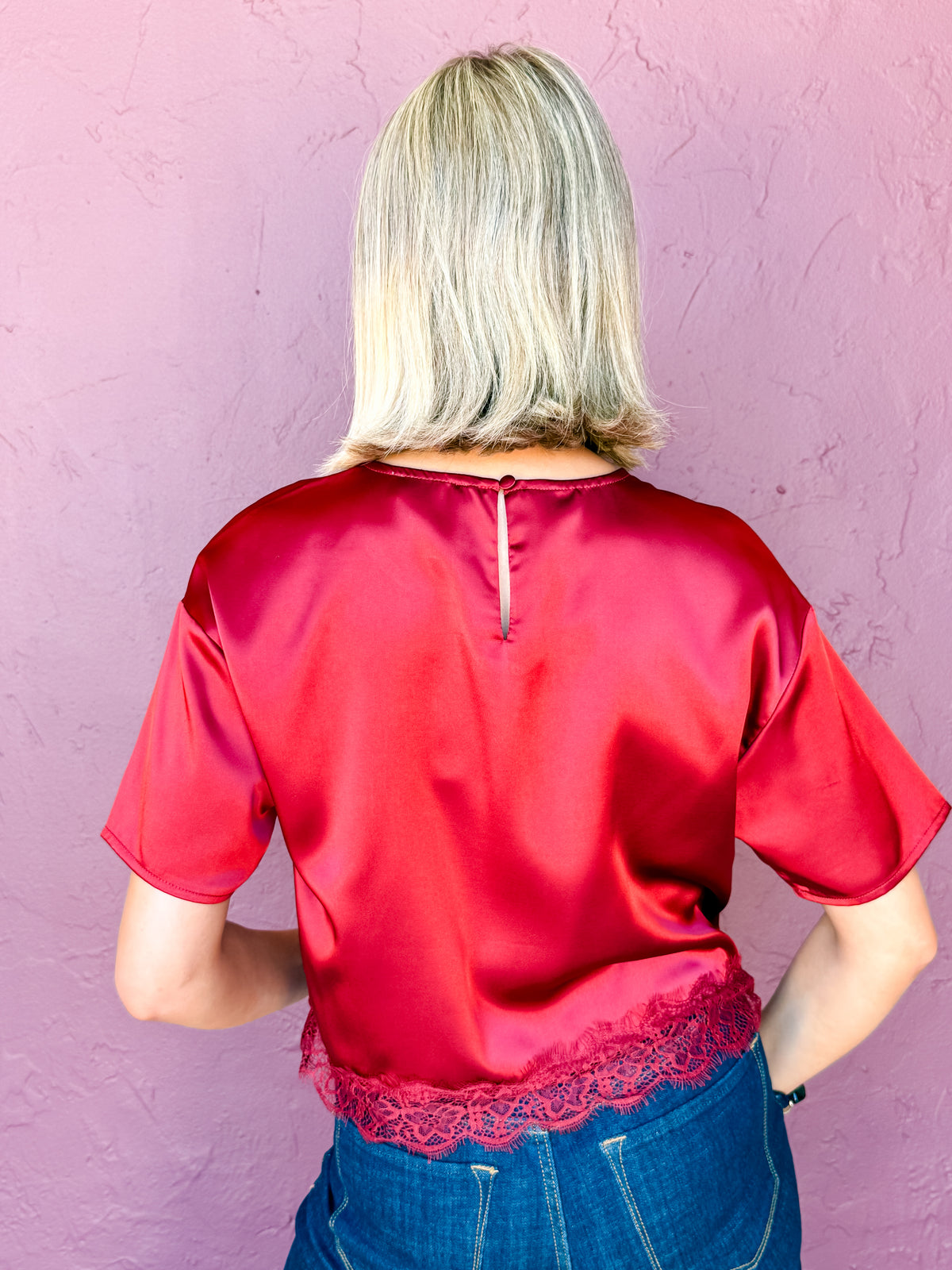 Tatyana Lace Trim Satin Top