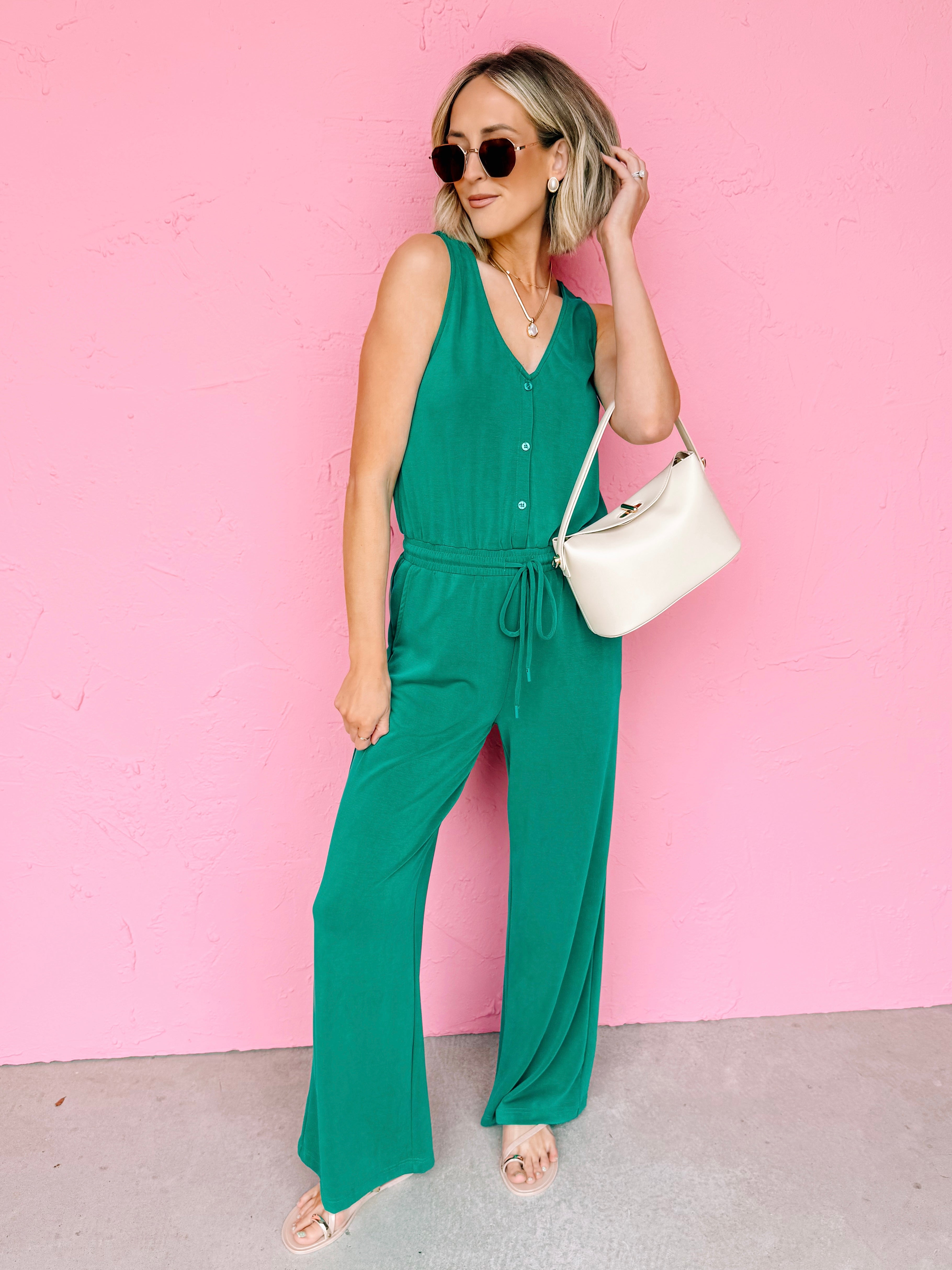 Tenley Modal Knit Jumpsuit-Green