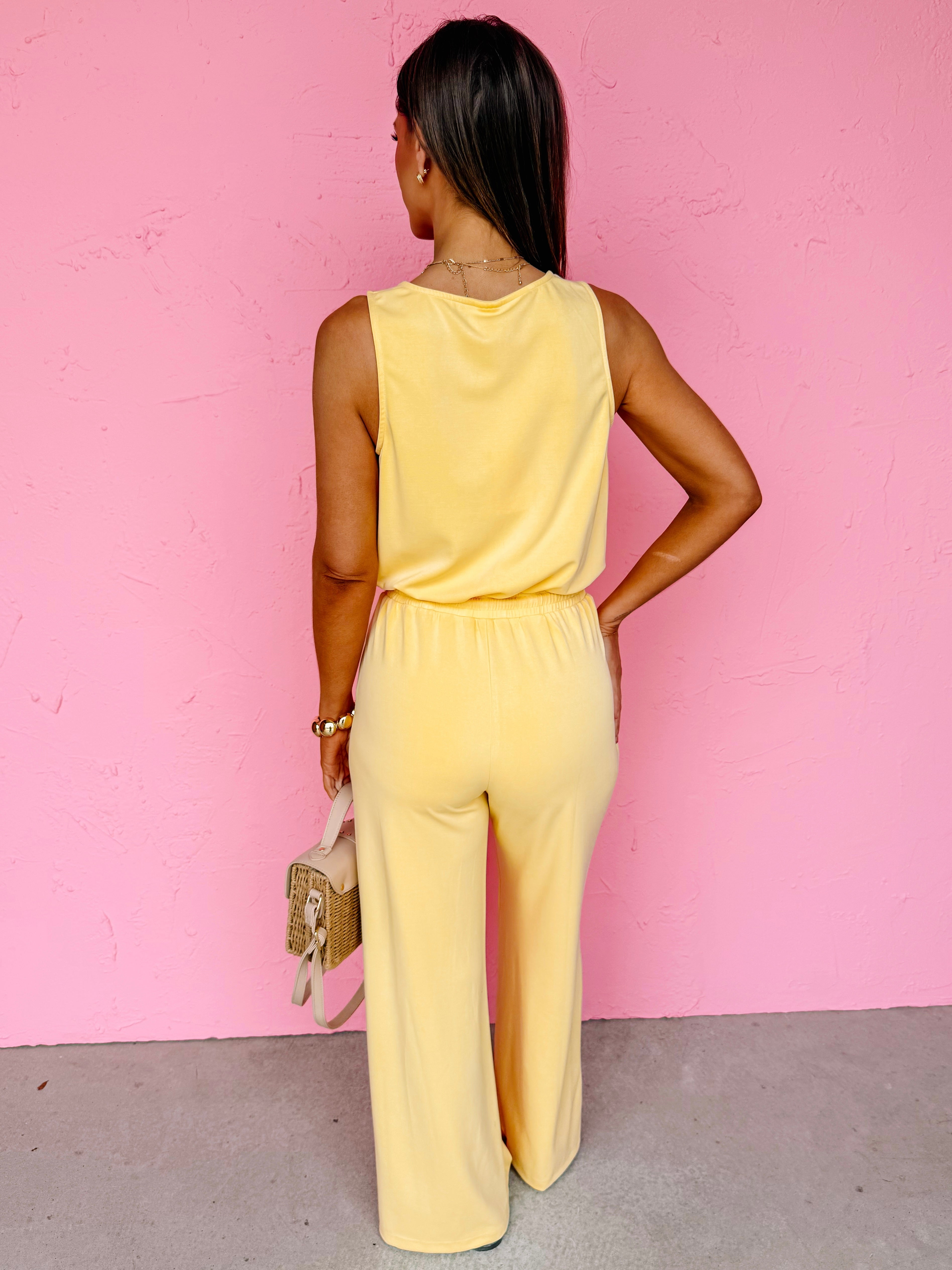 Tenley Modal Knit Jumpsuit-Yellow