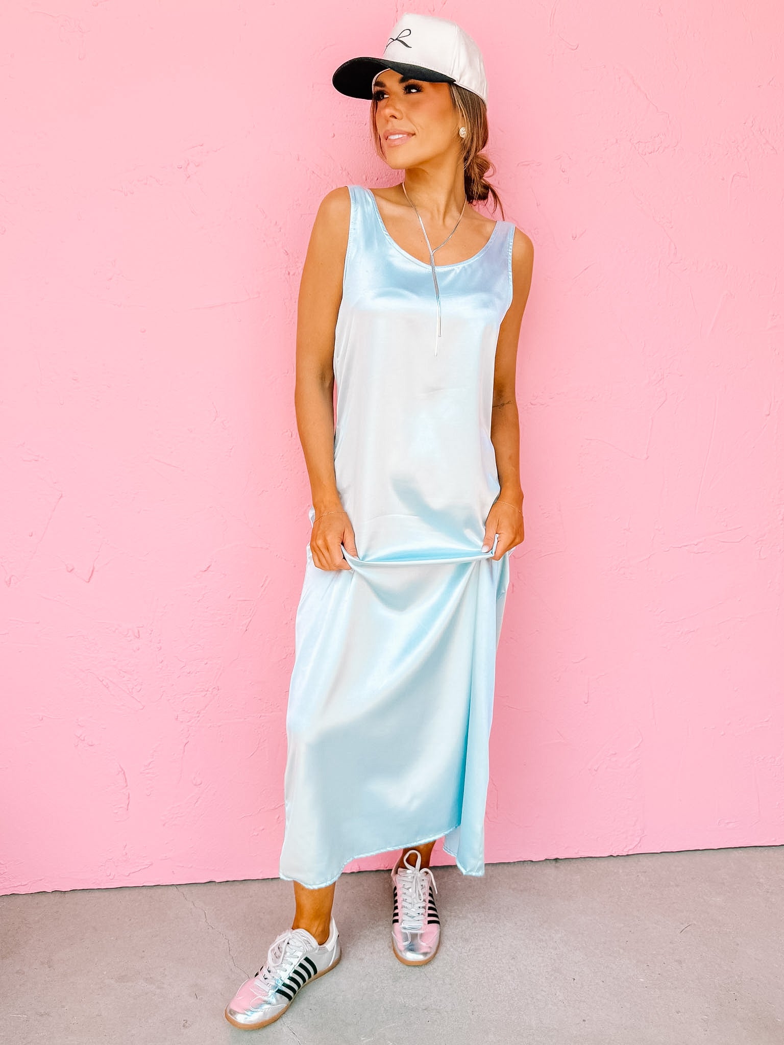The Forever Sleeveless Slip Dress-Baby Blue