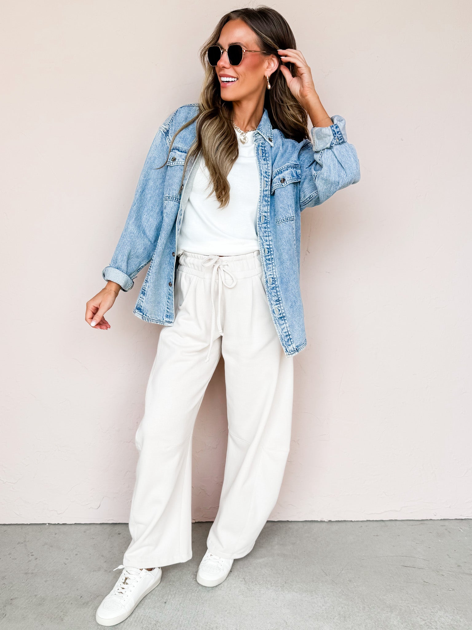 The Johnson Barrel Leg Sweatpants-Beige