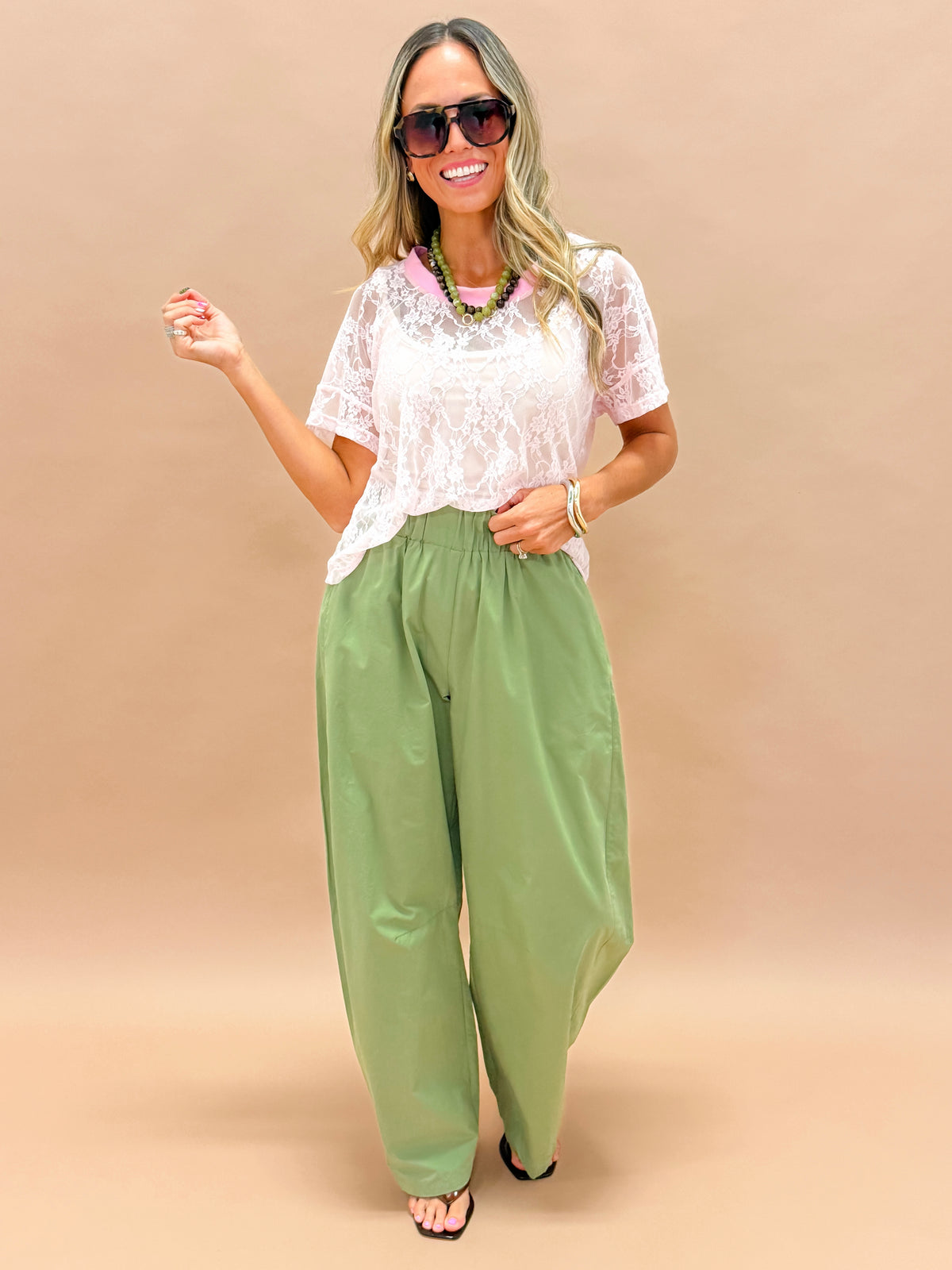 The Taylor Pink Lace Boxy Tee – Made in USA Lightweight Lace Tee