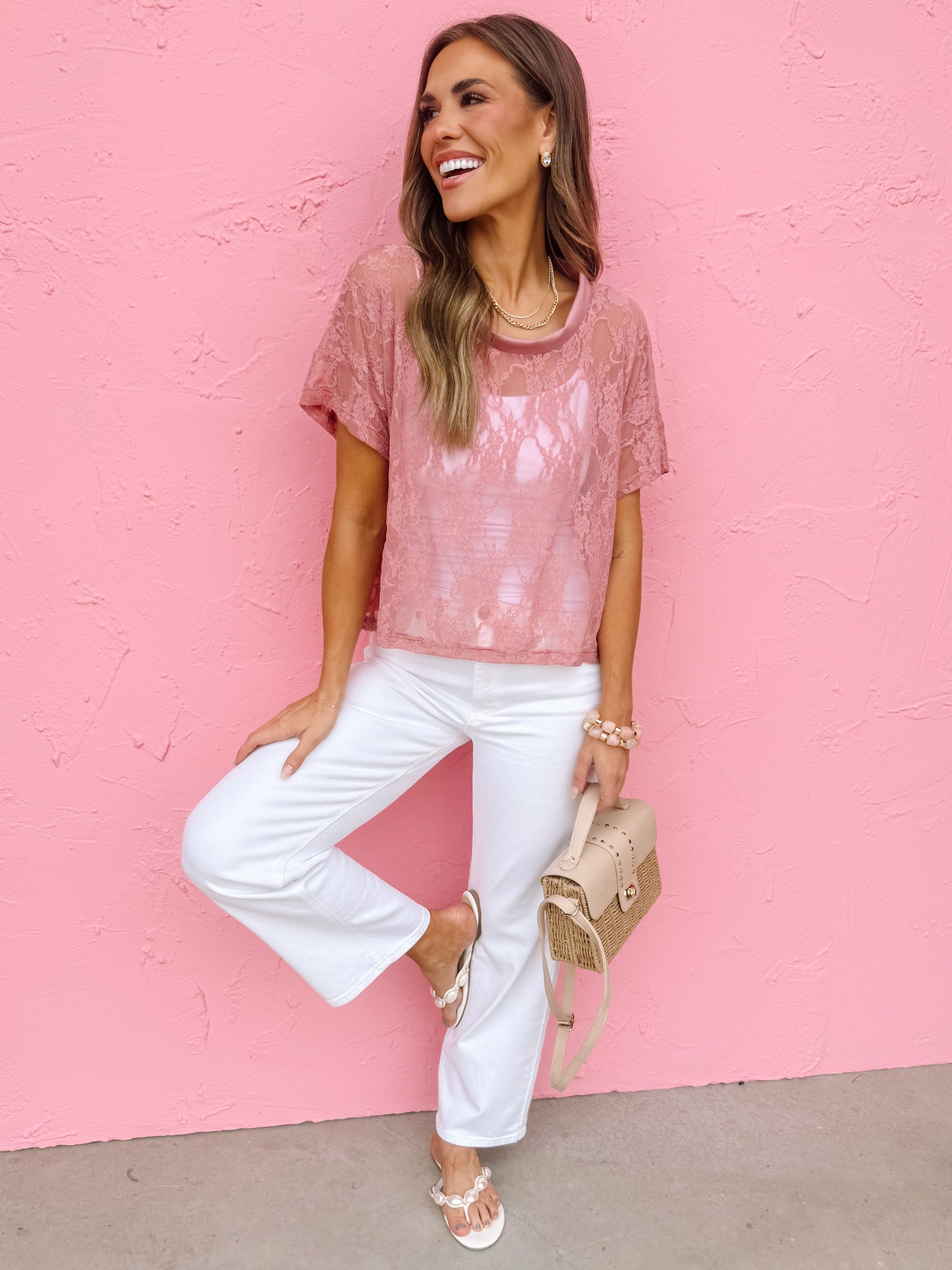 The Taylor Rose Lace Boxy Tee – Made in USA Lightweight Lace Tee