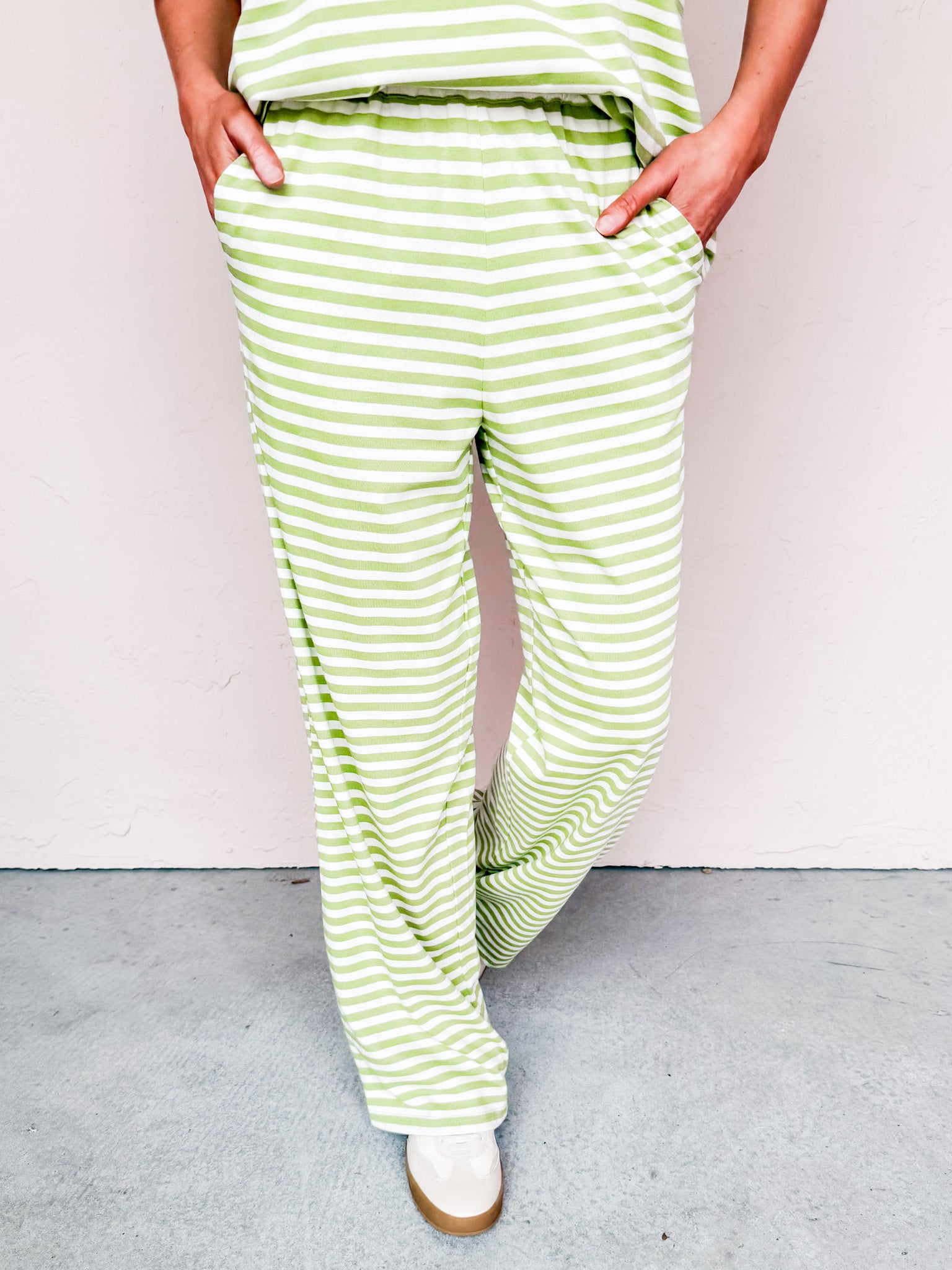 Tillie Striped Pants-Green