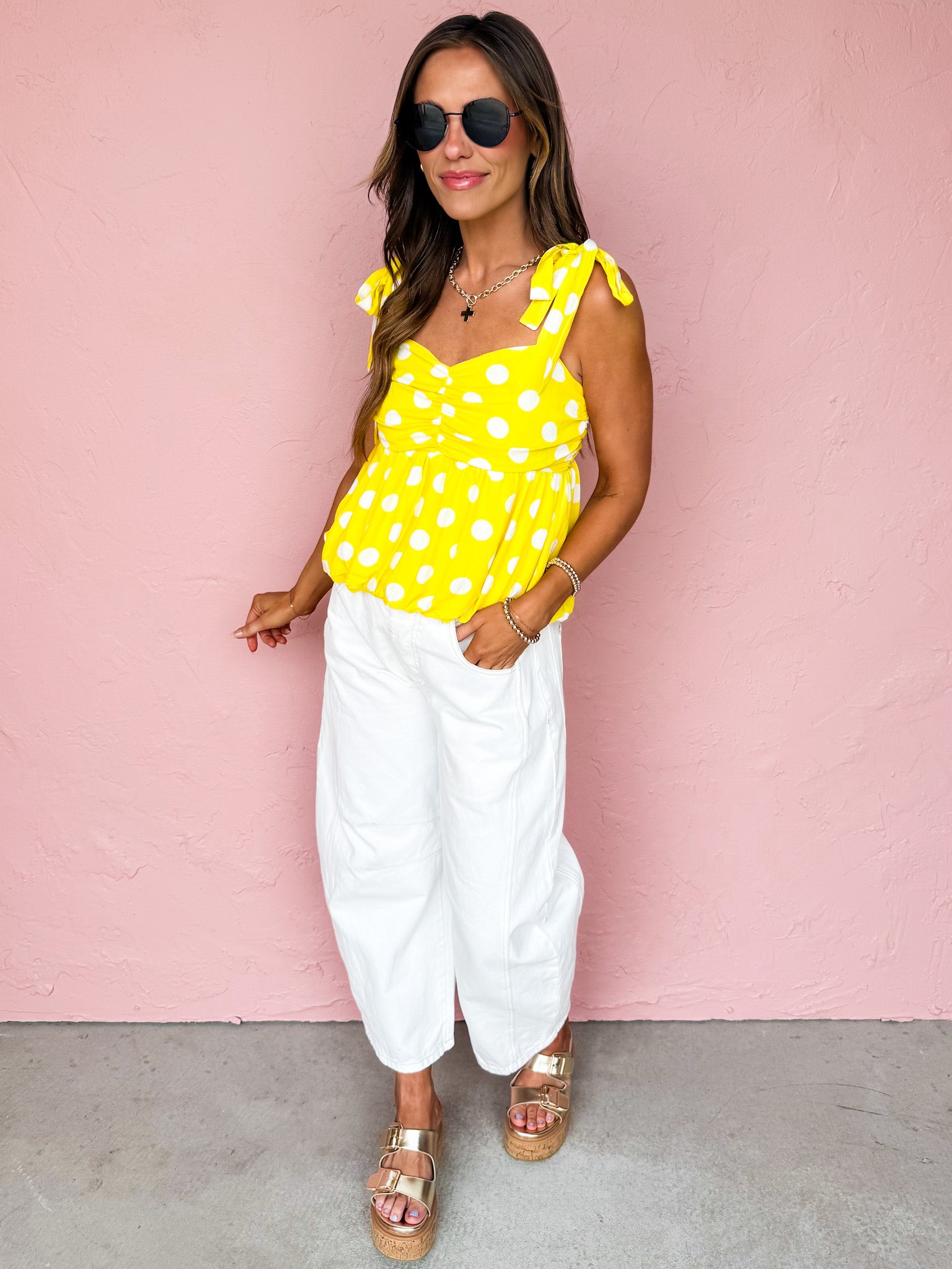 Total Flirt Polka Dot Peplum Top