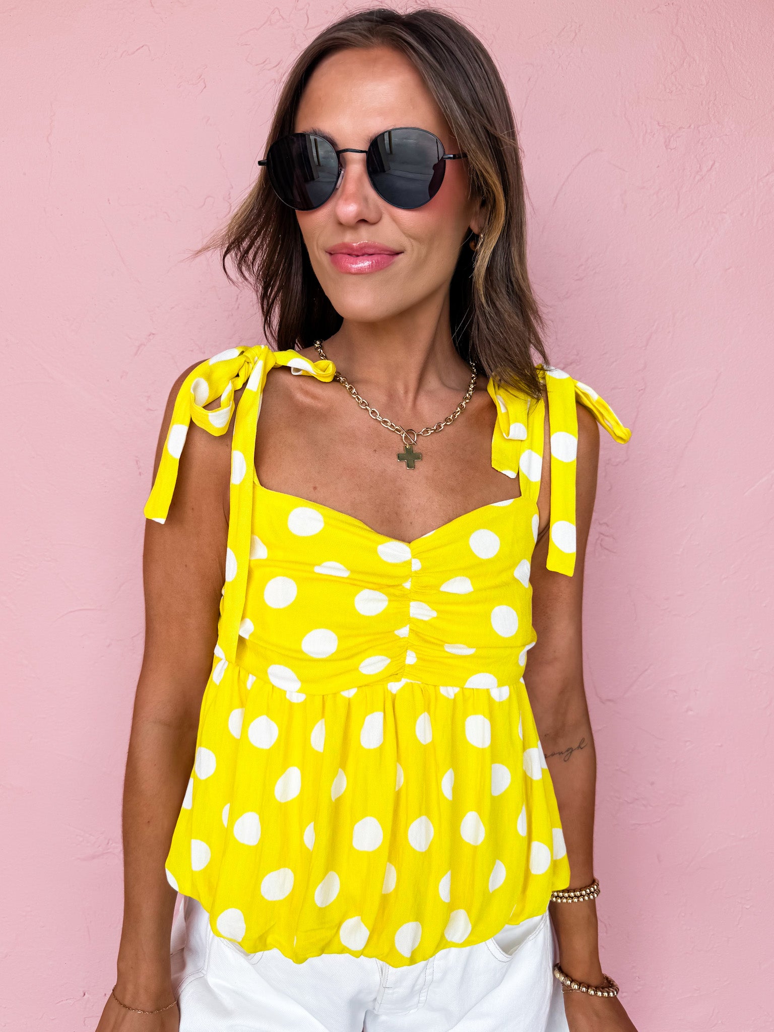 Total Flirt Polka Dot Peplum Top