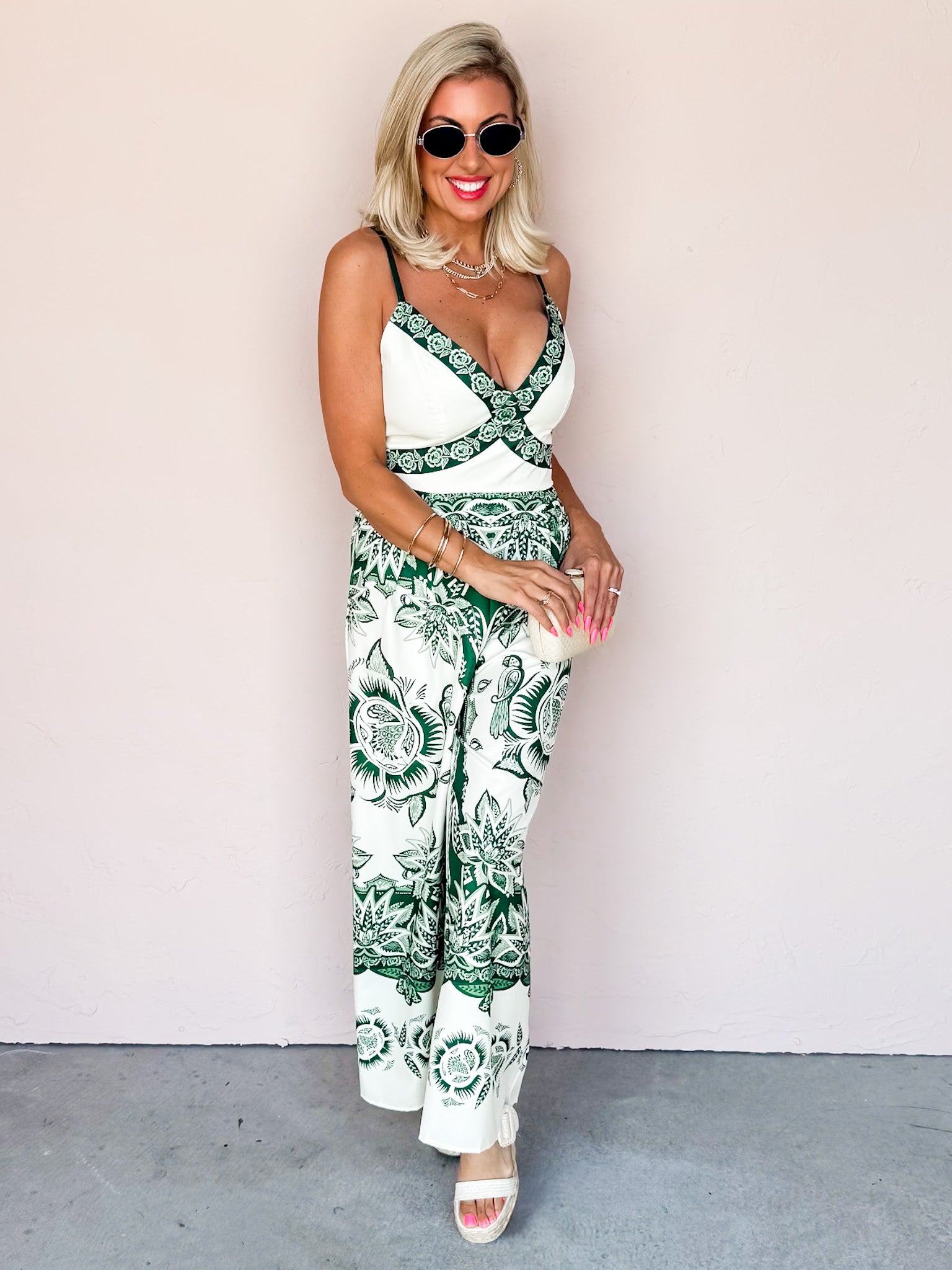 Trailing Verde Sleeveless Wide Leg Jumpsuit