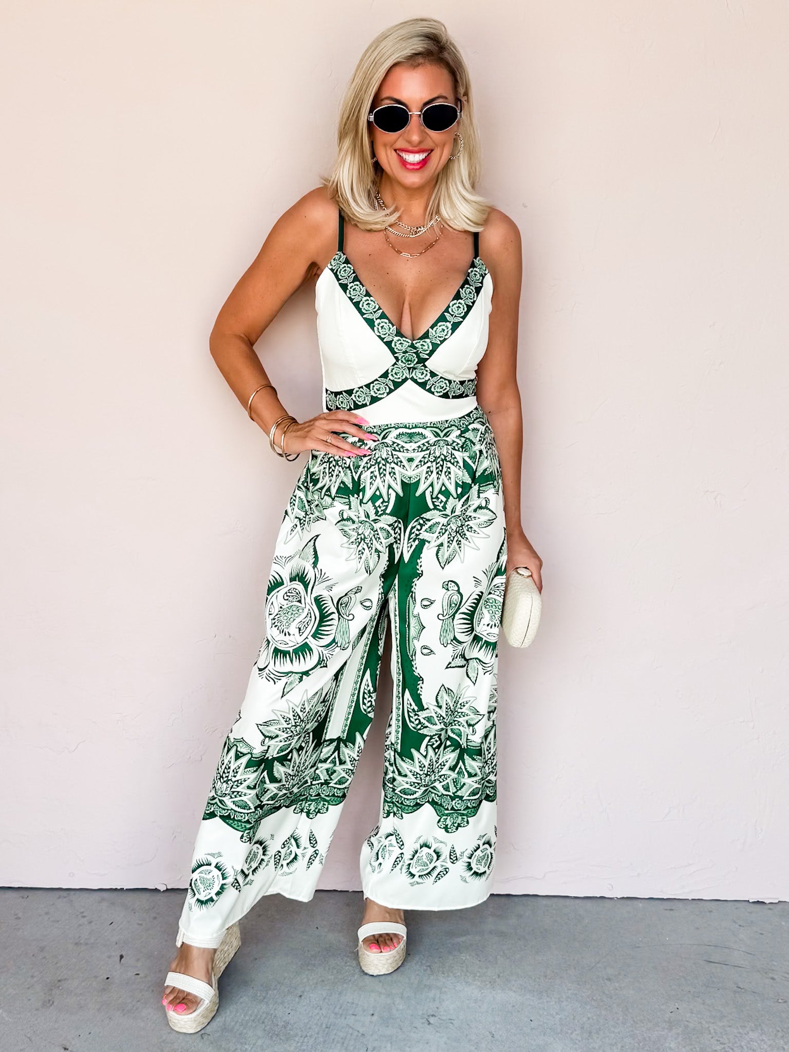 Trailing Verde Sleeveless Wide Leg Jumpsuit