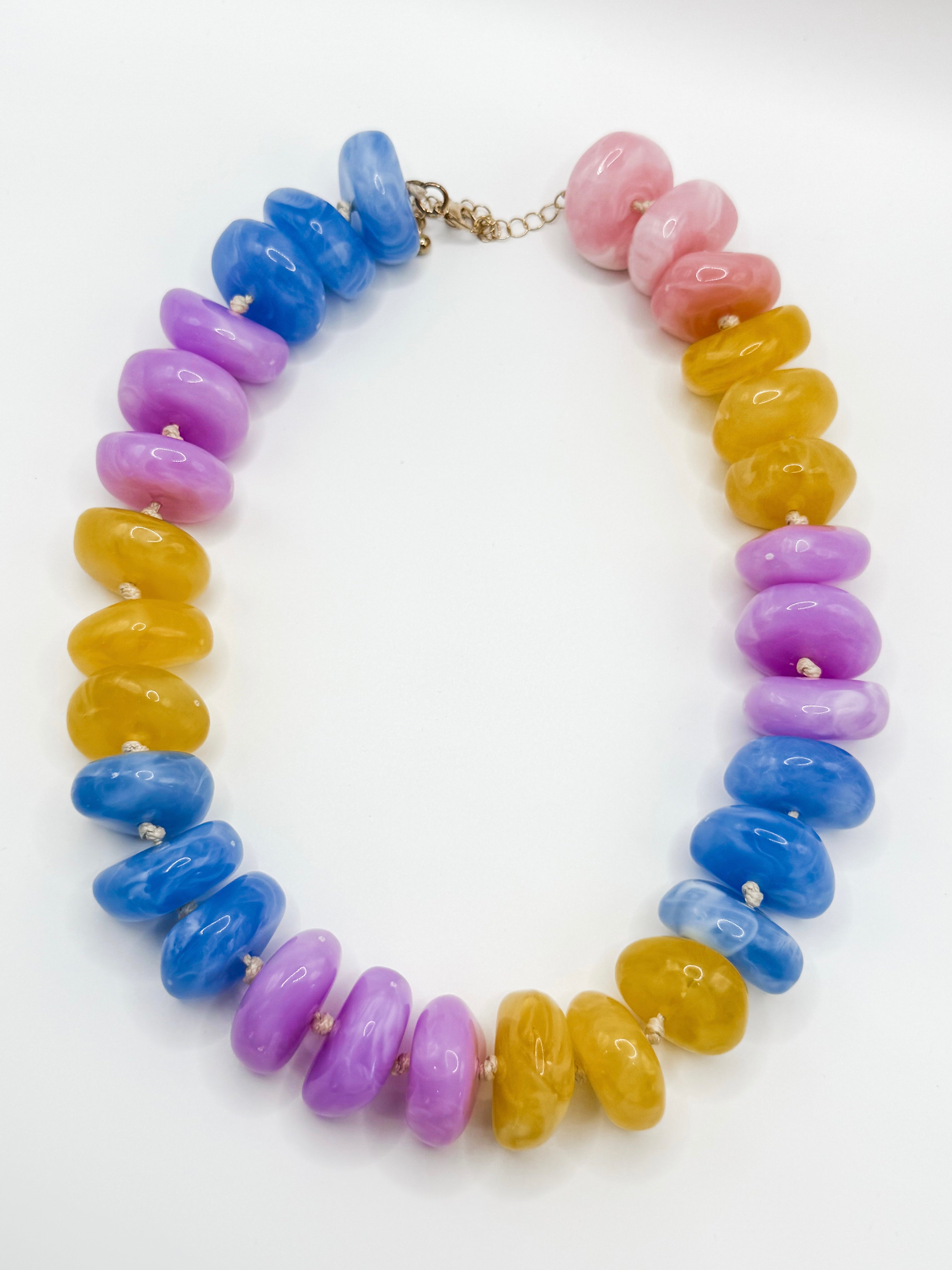 Trista Chunky Colorful Beaded Necklace-Purple