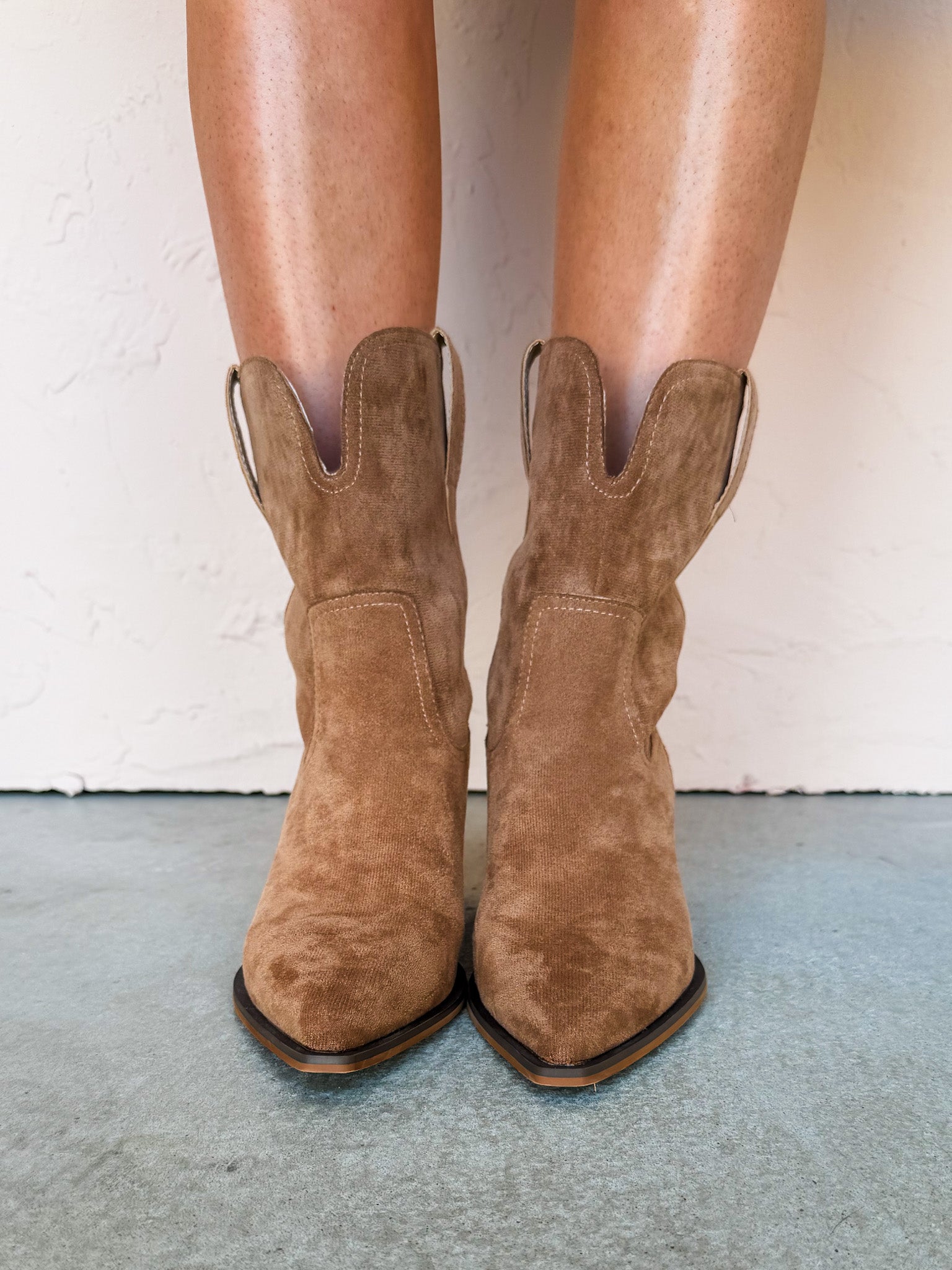 Trudy Heeled Booties-Latte