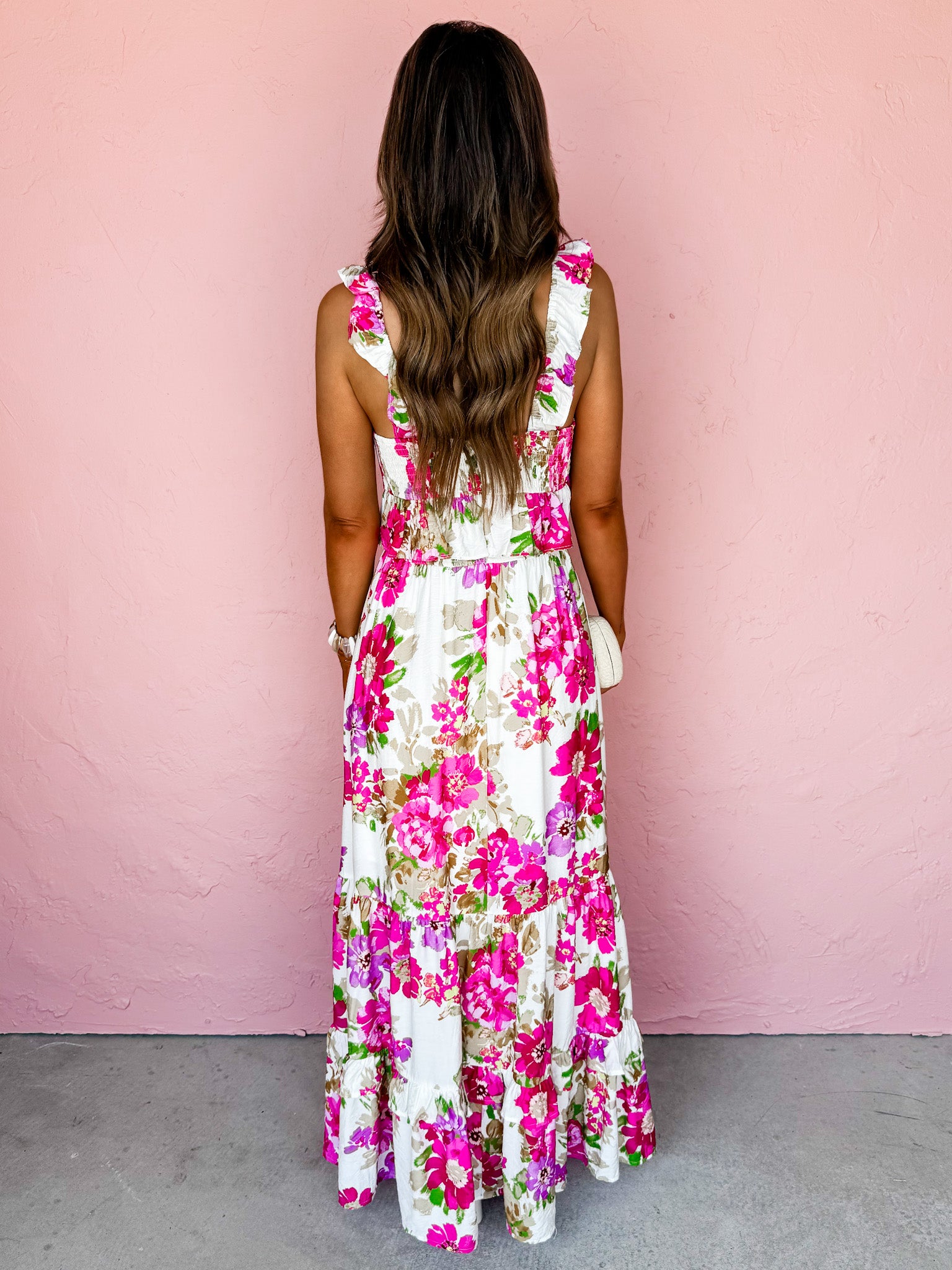 Tuscan Oasis Floral Side Slit Maxi Dress