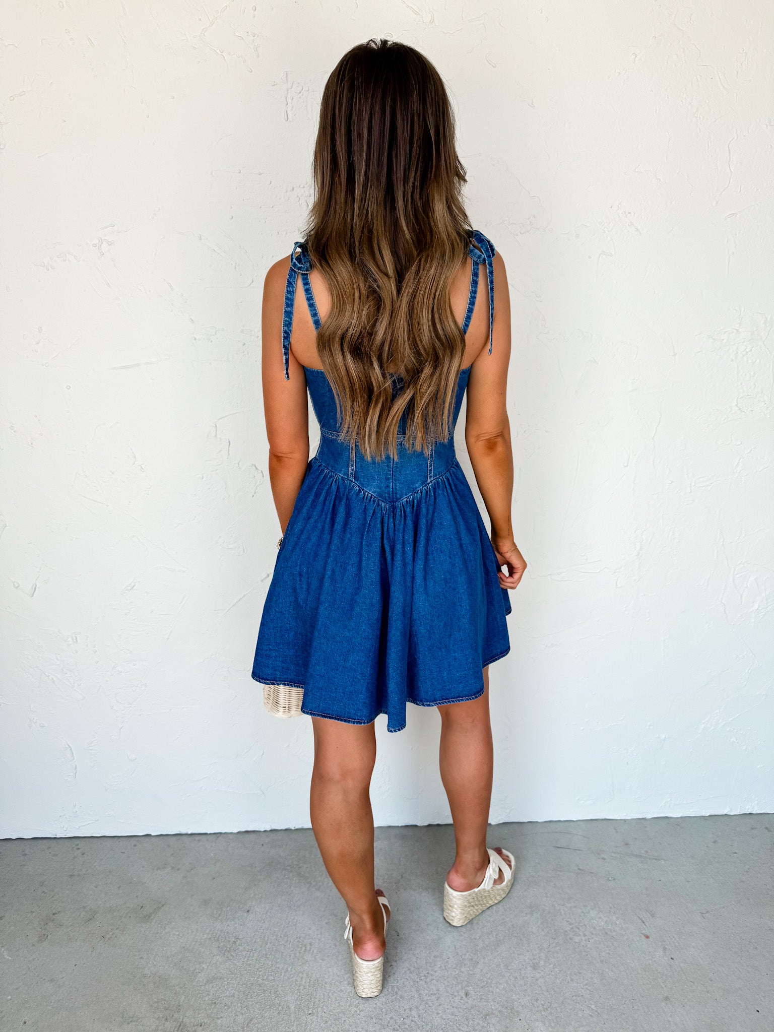 Twilight Flare Sleeveless Denim Mini Dress