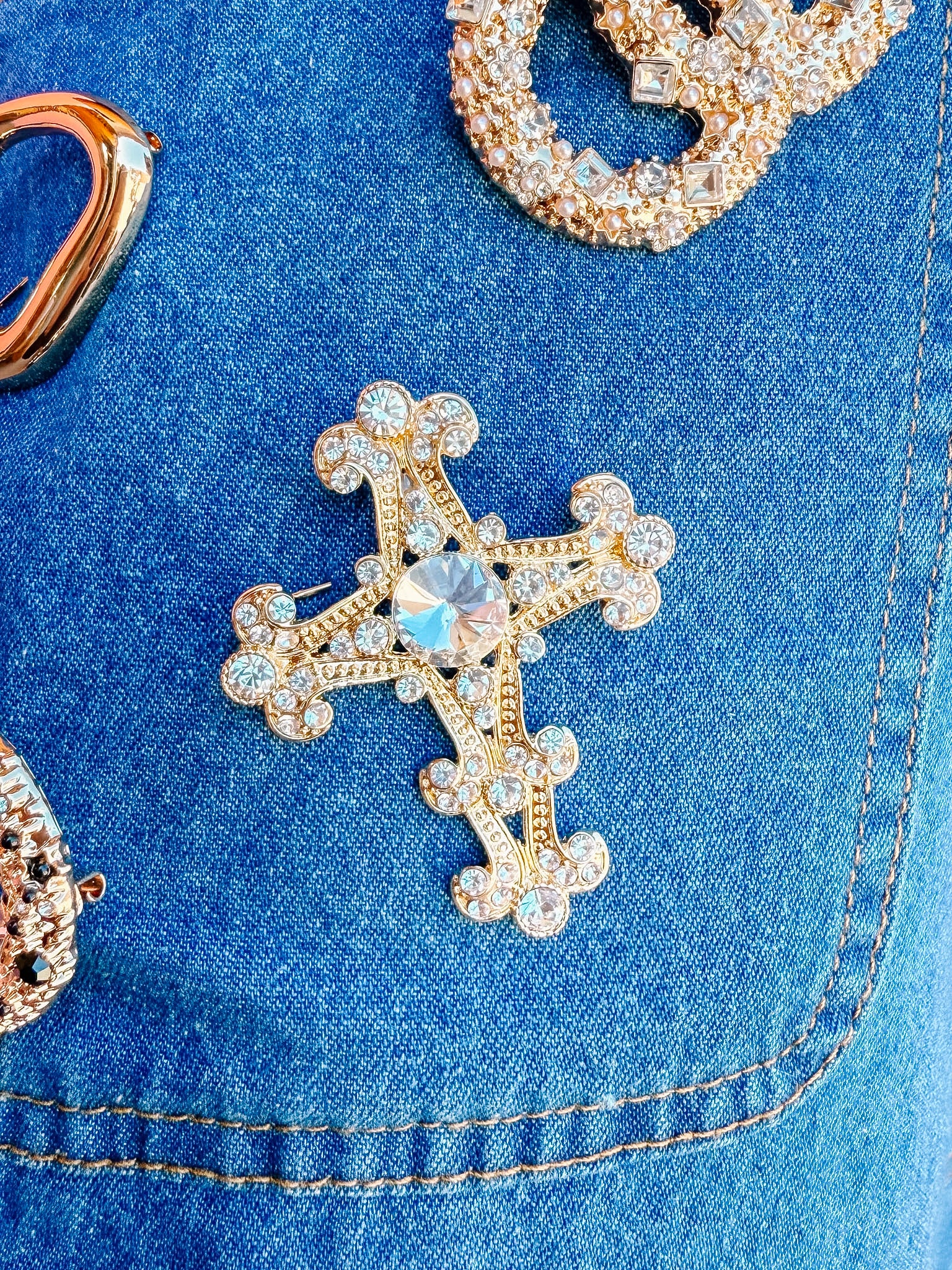 Victoria Embellished Cross Brooch